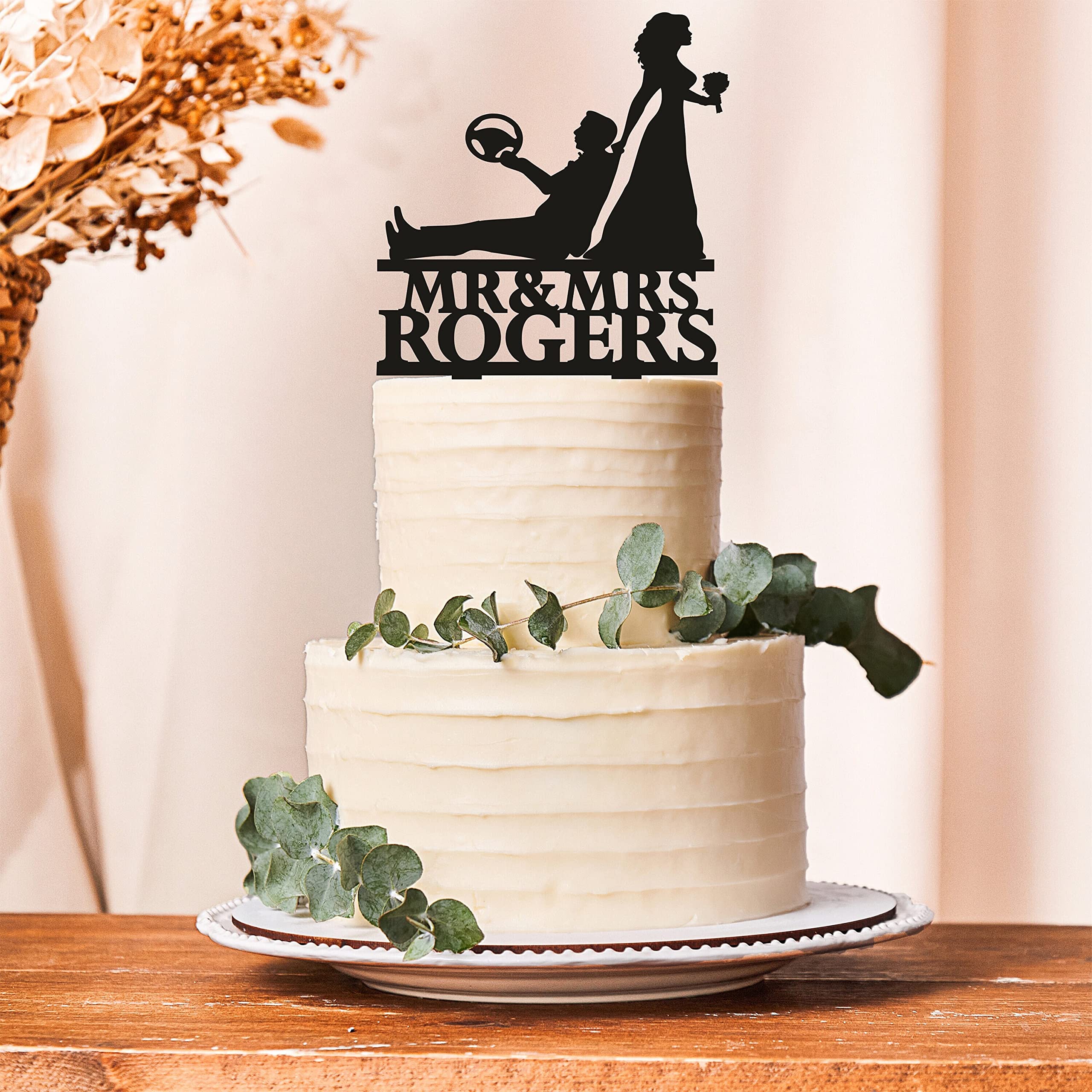 Custom Trucker Wedding Cake Topper - Personalized Driver & Truck Silhouette Cake Decor for Wedding, Anniversary, or Retirement Celebration