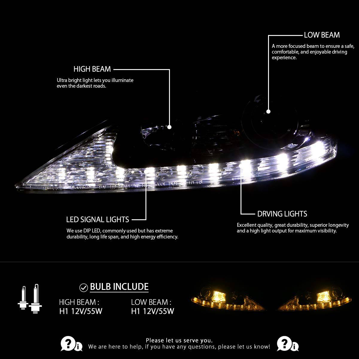 2006-2009 Lexus IS250 IS350 Projector Headlight Housing Kit - Glossy Black SMD LED Replacement for Improved Night Visibility - Perfect for Car Upgrades & Night Driving Safety