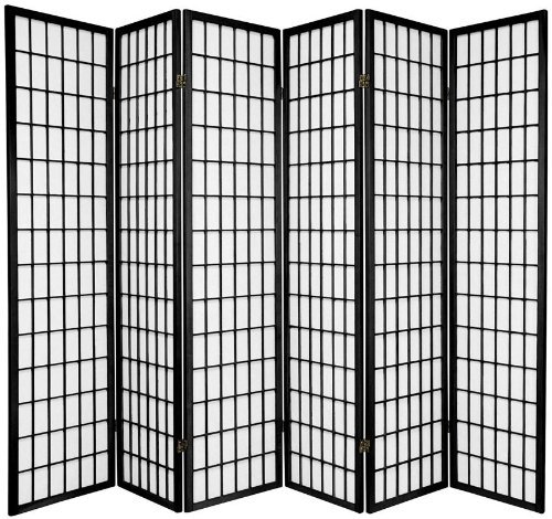 Japanese Oriental Style 6-Panel Room Divider Screen - Black | Legacy Decor | Privacy Partition for Home, Office & Event Decor