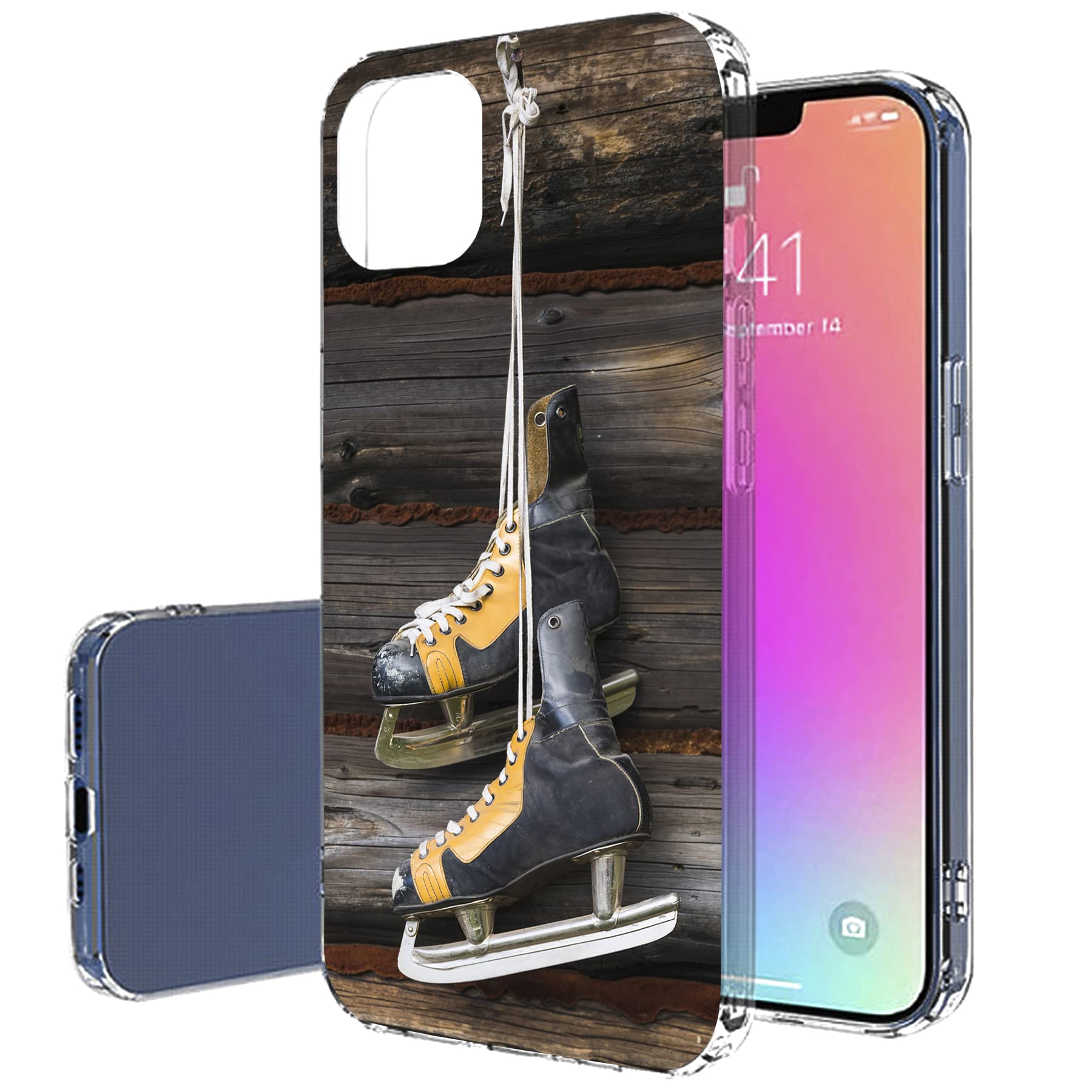 Slim Thin Gel TPU Case for Apple iPhone 13 Pro Max - Lightweight Flexible Soft Anti-Scratch Hockey Skates Design - Perfect for Sports, Outdoor Activities & Daily Protection (Printed in USA)