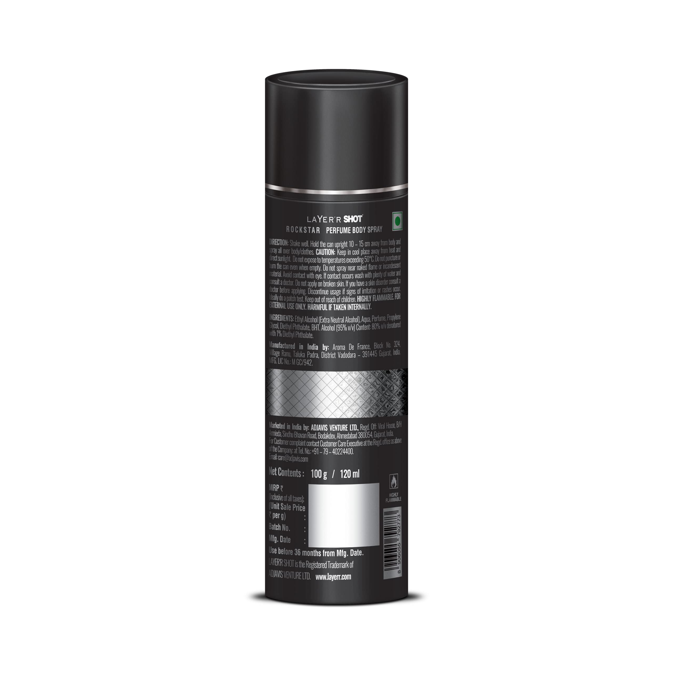 Layer’r Shot Rockstar Body Spray for Men - 120ml | Long-Lasting Premium Cologne with Oriental Fougere Scent | Luxury Aerosol Fragrance for Daily Wear | Ideal for Work, Gym & Night Out | Men's Deodorant Spray for Confidence & Freshness All Day