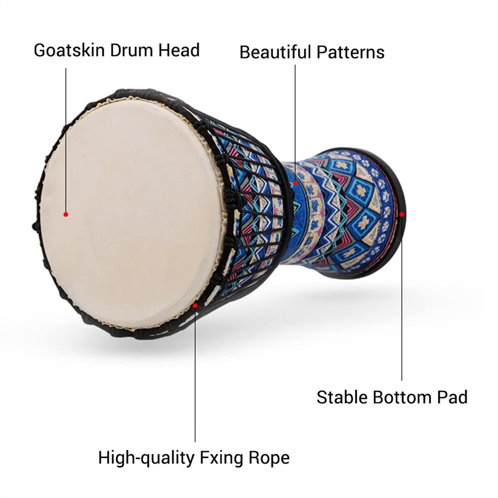 **8 Inch African Djembe Hand Drum - Portable Percussion Instrument with Colorful Art Patterns for Music Lovers, Drum Circles & Cultural Events (Color: 2)**