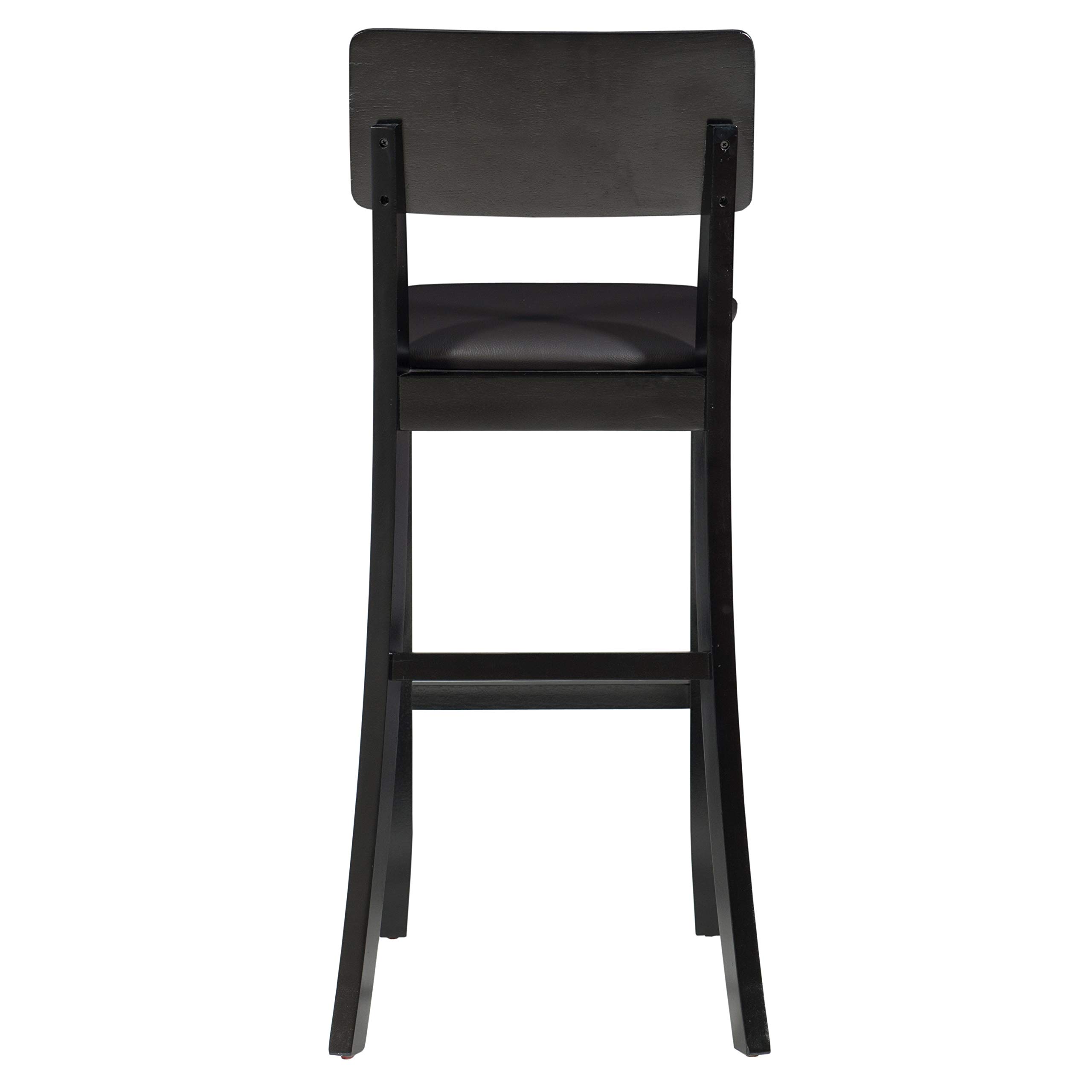 Modern Black Counter Stool - Contemporary Rubberwood Bar Stool for Kitchen Island, Breakfast Nook & Home Bar - Adjustable Height Dining Stool
