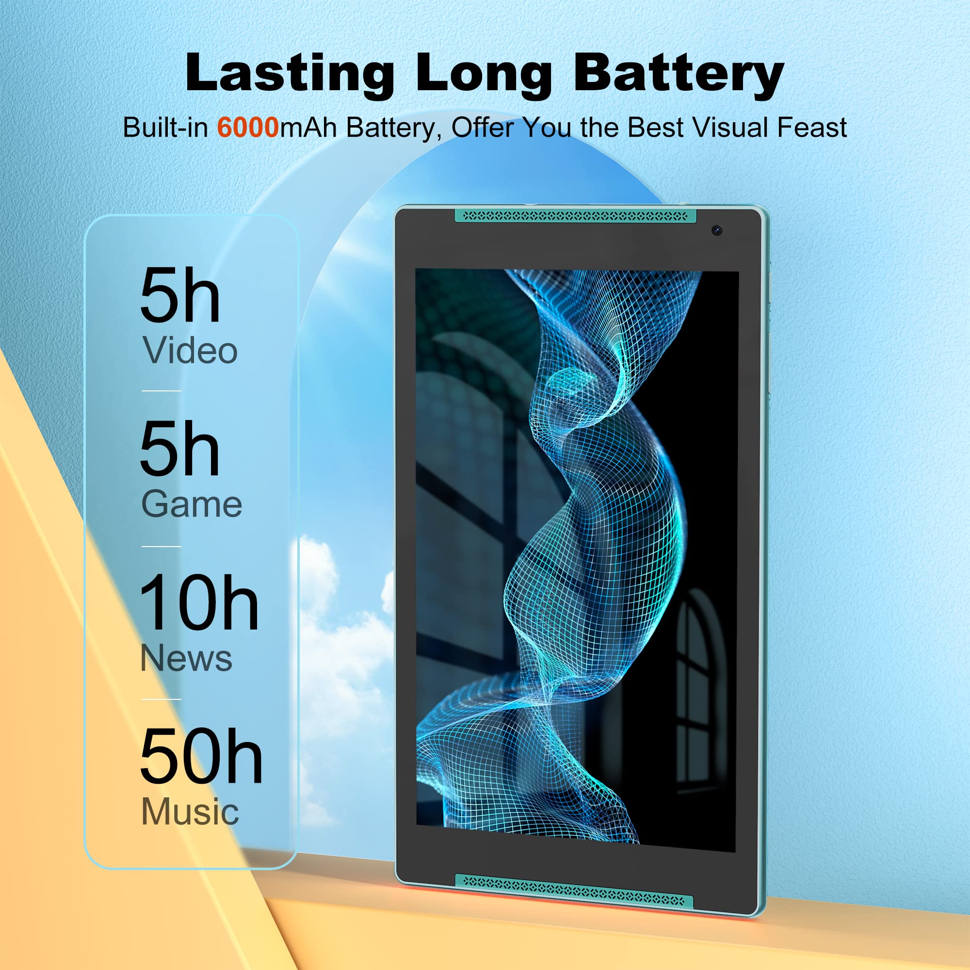 10.1 Inch Android 12 Tablet - TJD 4GB RAM 64GB ROM (Expandable to 512GB) with Quad Core Processor, HD IPS Screen, 8.6MP Rear & 2MP Front Camera - WiFi Bluetooth Tablet for Work, Study & Entertainment
