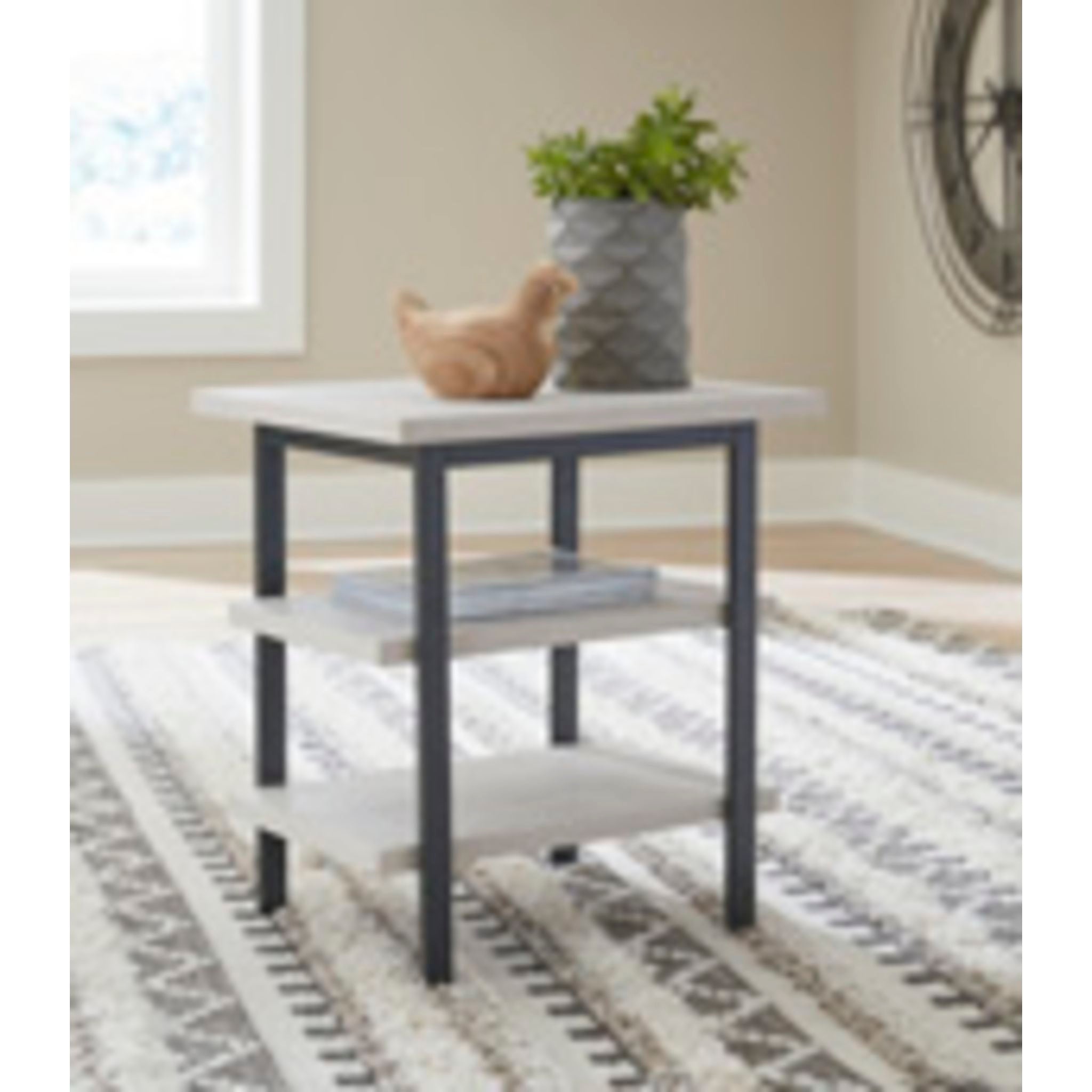 Bayflynn Whitewashed End Table - Small Nightstand, Side Table for Living Room, Bedroom & Office - Modern Farmhouse Accent Furniture for Home Decor