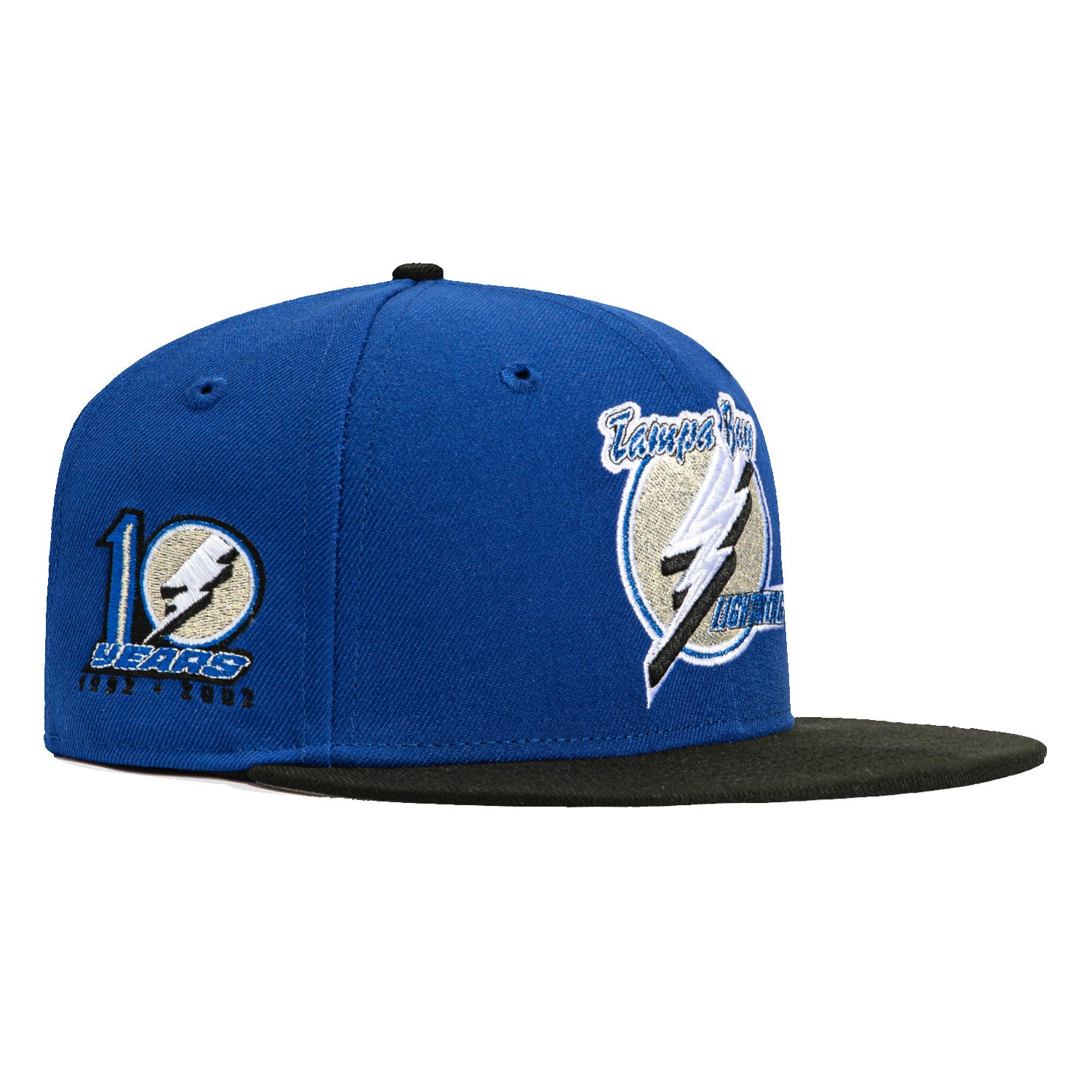 New Era 59Fifty Tampa Bay Lightning 10th Anniversary Patch Snapback Hat - Royal & Black - Official NHL Licensed Baseball Cap for Sports Fans & Collectors - Perfect for Games, Tailgating & Everyday Wear