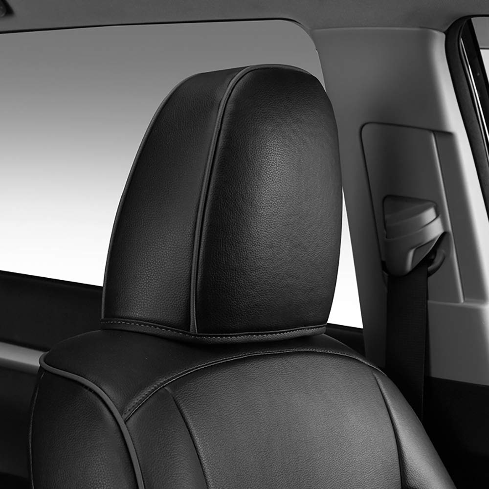 Premium Black Leatherette Waterproof Car Seat Covers Full Set - 7-Piece Custom Fit for 2015-2019 Toyota Highlander | Durable Protection for Family Road Trips & Daily Commutes