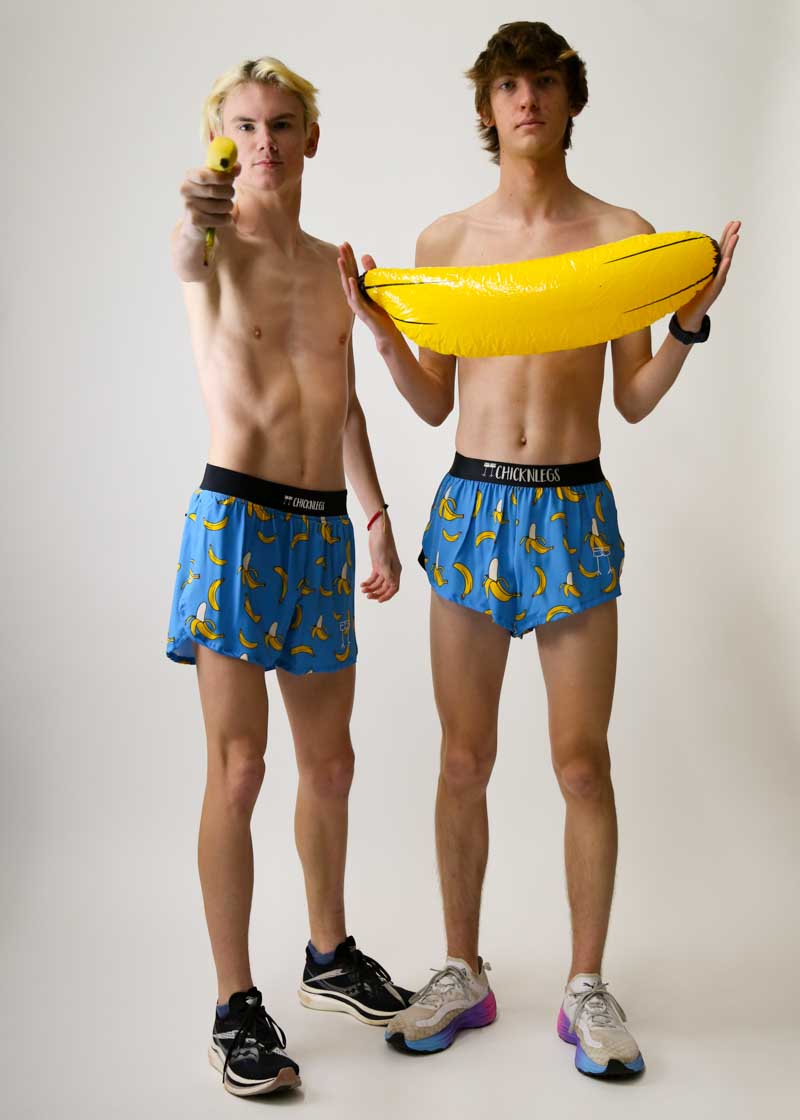 Men's Blue Banana Split Running Shorts - Lightweight & Breathable for Gym, Jogging & Workouts