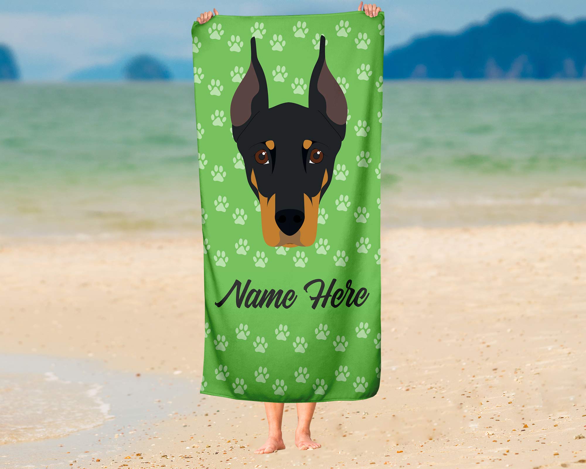 Custom Doberman Pinscher Beach & Bath Towels - Large & Medium Sizes - Personalized Dog Lover Towels for Adults & Kids - Perfect for Travel, Pool, Gym & Home Use