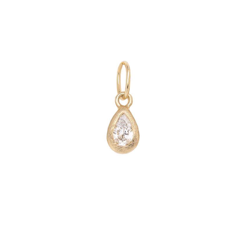 Boulder Pear Bezel Diamond Charm Pendant - Elegant Jewelry for Women, Perfect for Gifts, Anniversaries & Special Occasions