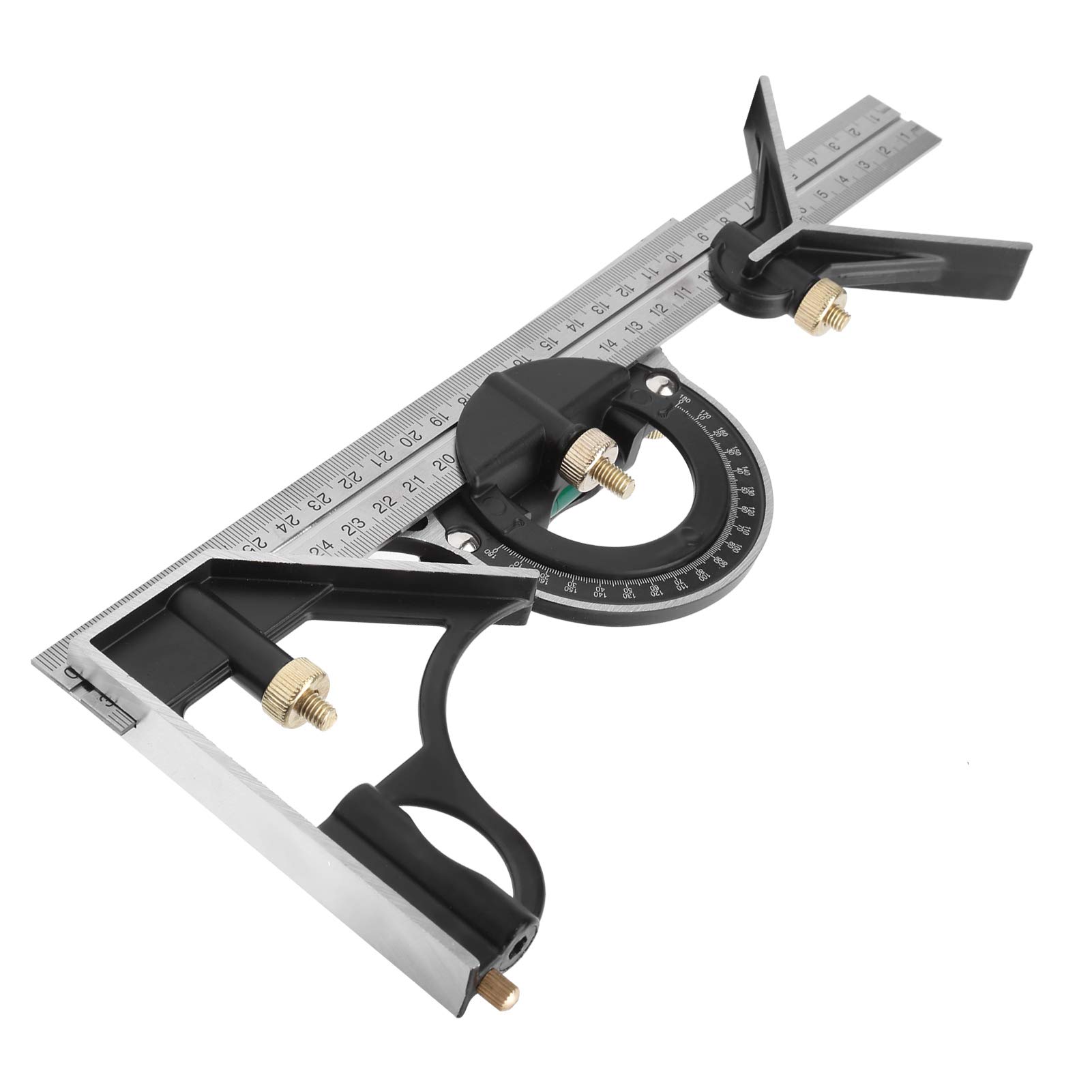 Premium Stainless Steel Combination Square Ruler - High Accuracy Angle Measuring Tool for Woodworking, Metalworking & Stone Processing | Durable Silver & Black Industrial Grade Protractor for DIY, Carpentry & Engineering Projects