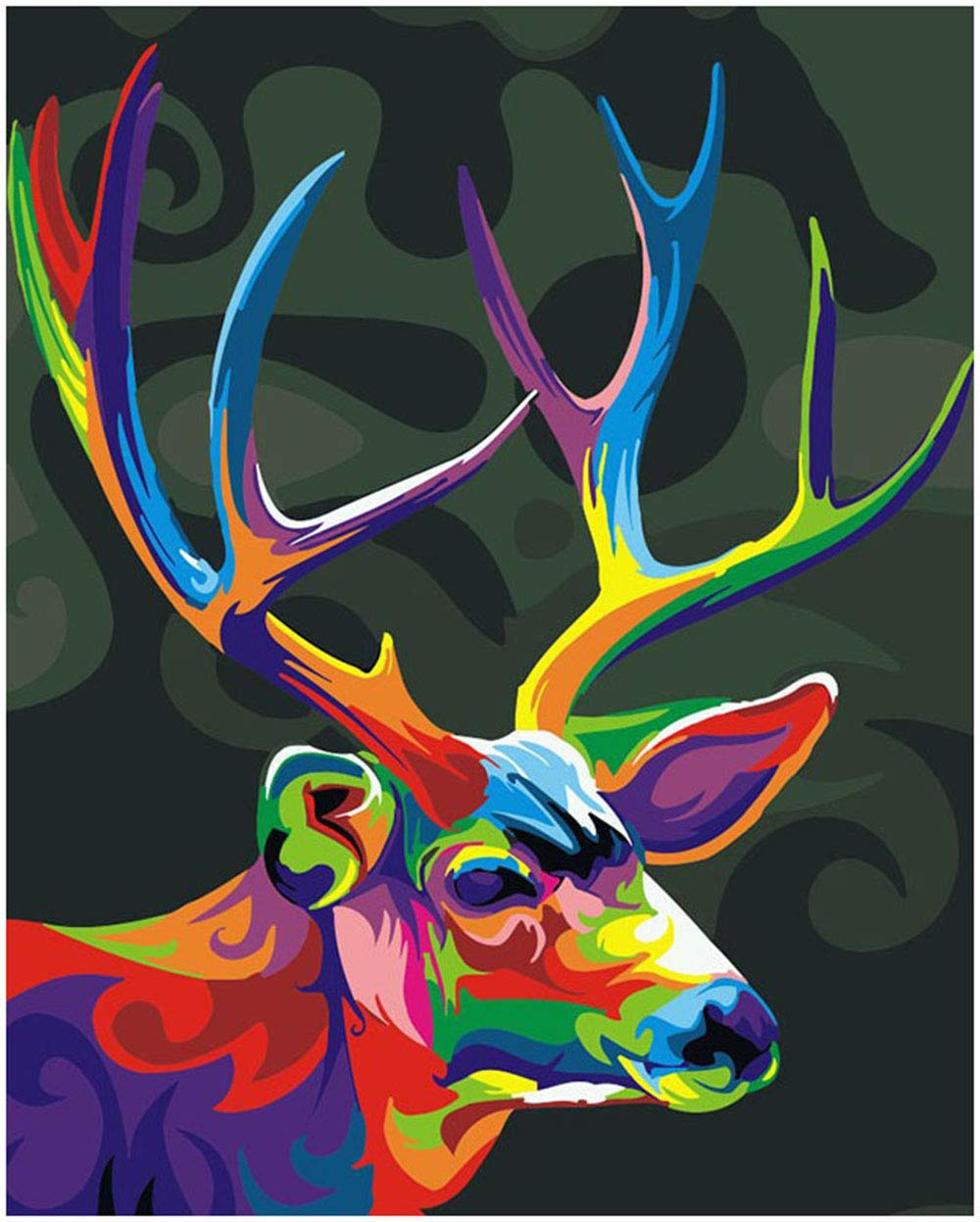 DIY Paint by Numbers Kit - Colorful Deer Head 16x20 Inch Canvas Art for Adults, Home Wall Decor | Perfect for Relaxation, Stress Relief & Creative Gift Idea