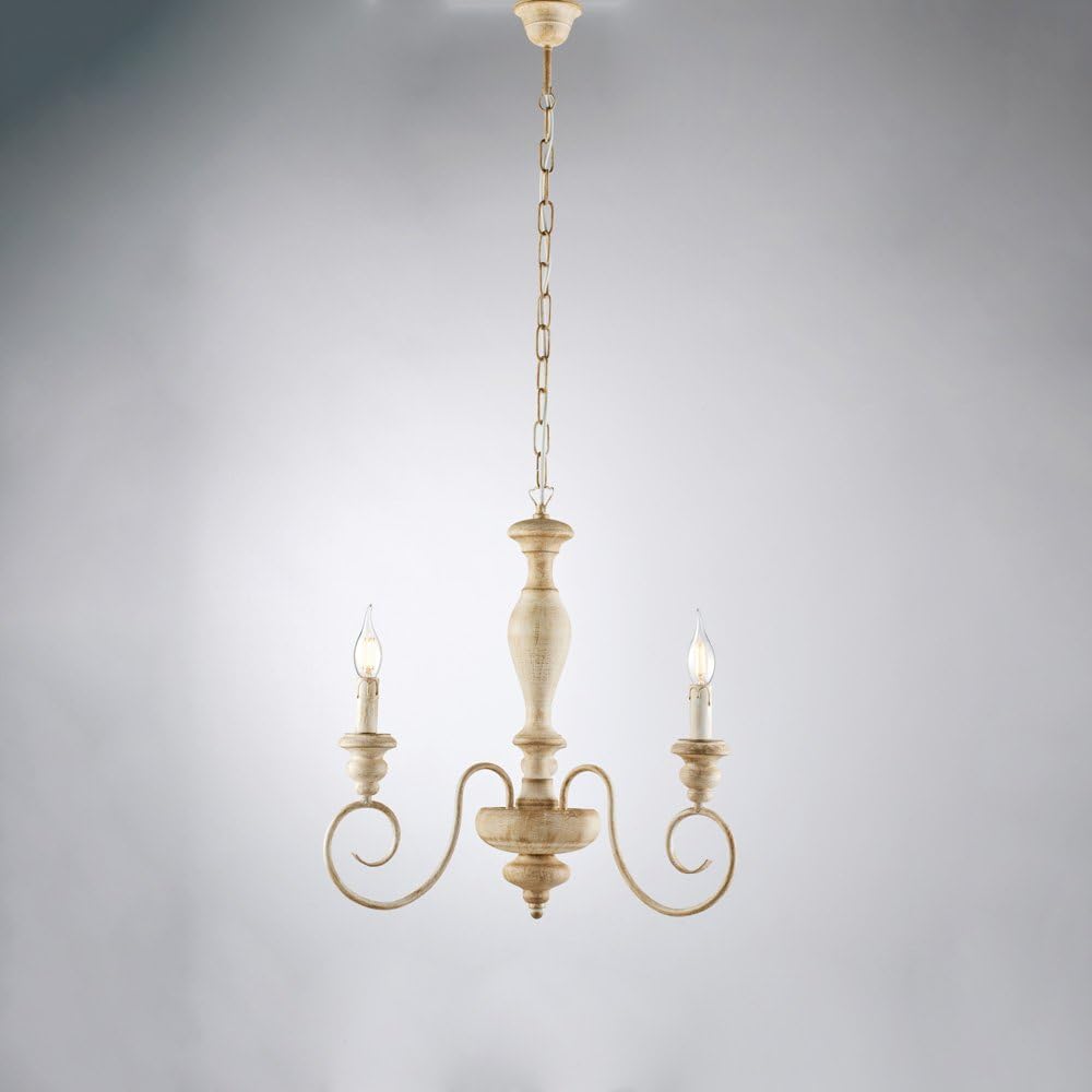 Bonetti Illumina Vintage Shabby Chic Table Lamp - 3-Light E14 Base, Distressed White & Dove Gray Finish - Farmhouse Cottage Bedroom Decor - Perfect for Nightstands, Living Room End Tables & Cozy Reading Nooks