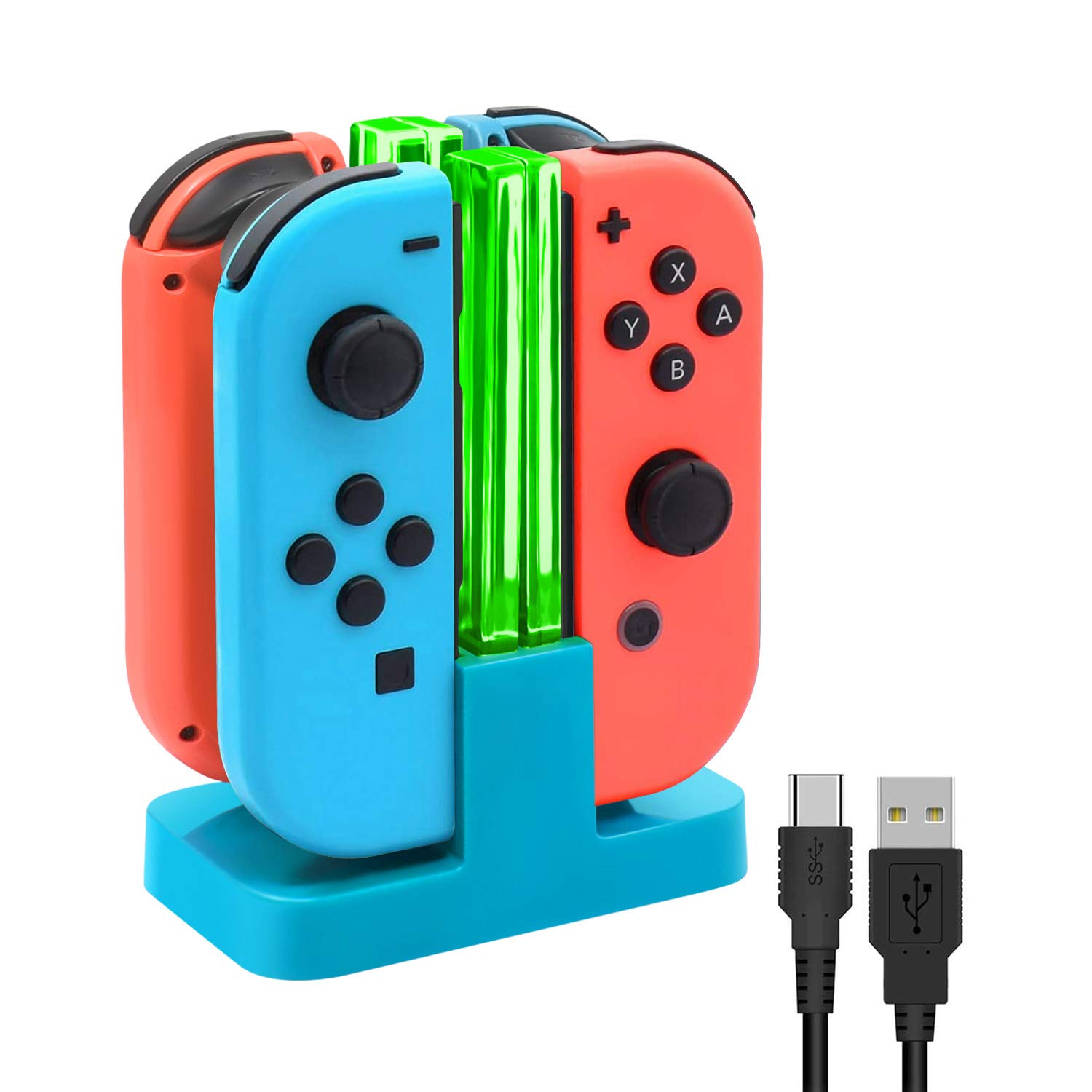 Nintendo Switch & Switch OLED Joy-Con Charging Dock Replacement with USB Type-C Cable - Blue | Fast Charging Station for Nintendo Switch Controllers | Perfect for Gaming Sessions & Multiplayer Setups