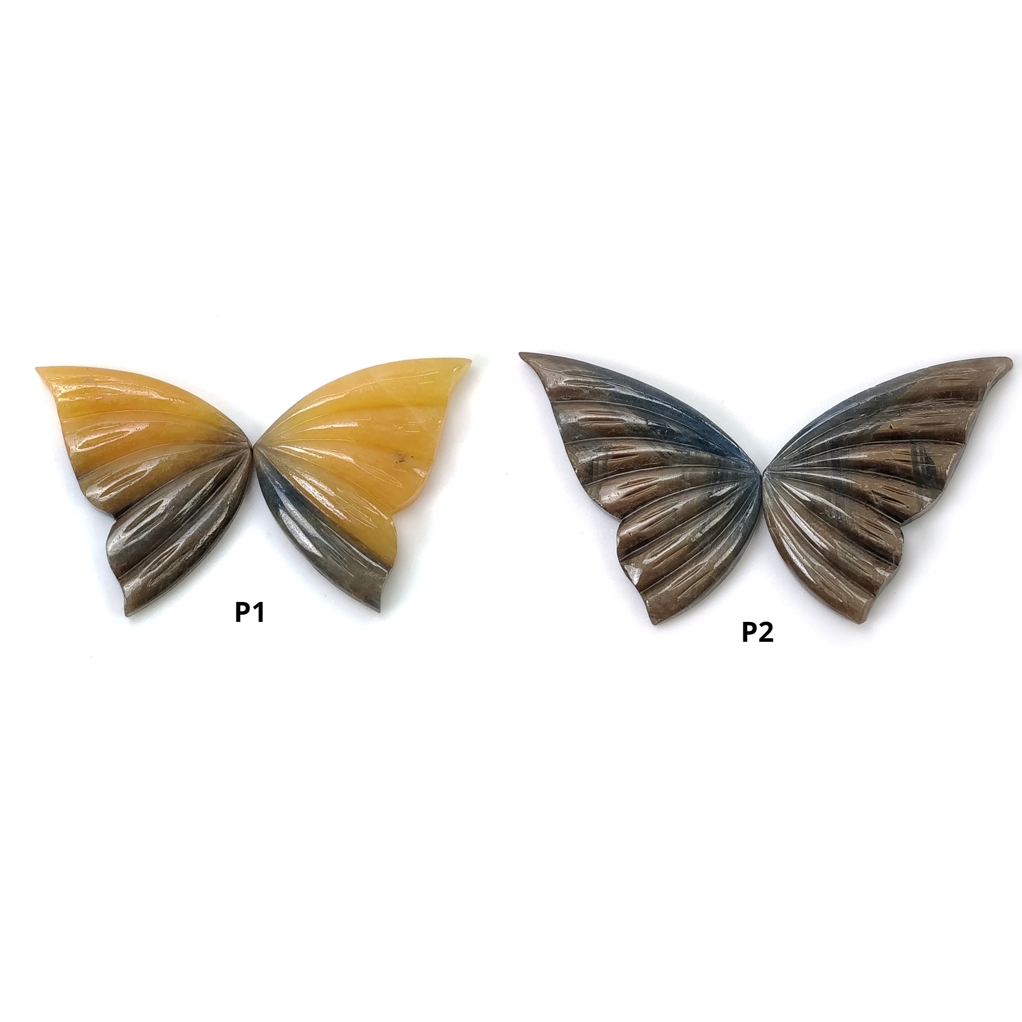 Natural Untreated Bi-Color Yellow Sapphire Butterfly Carving - Rare Handcrafted Gemstone Jewelry for Collectors & Gift Giving | Perfect for Birthdays, Anniversaries & Special Occasions
