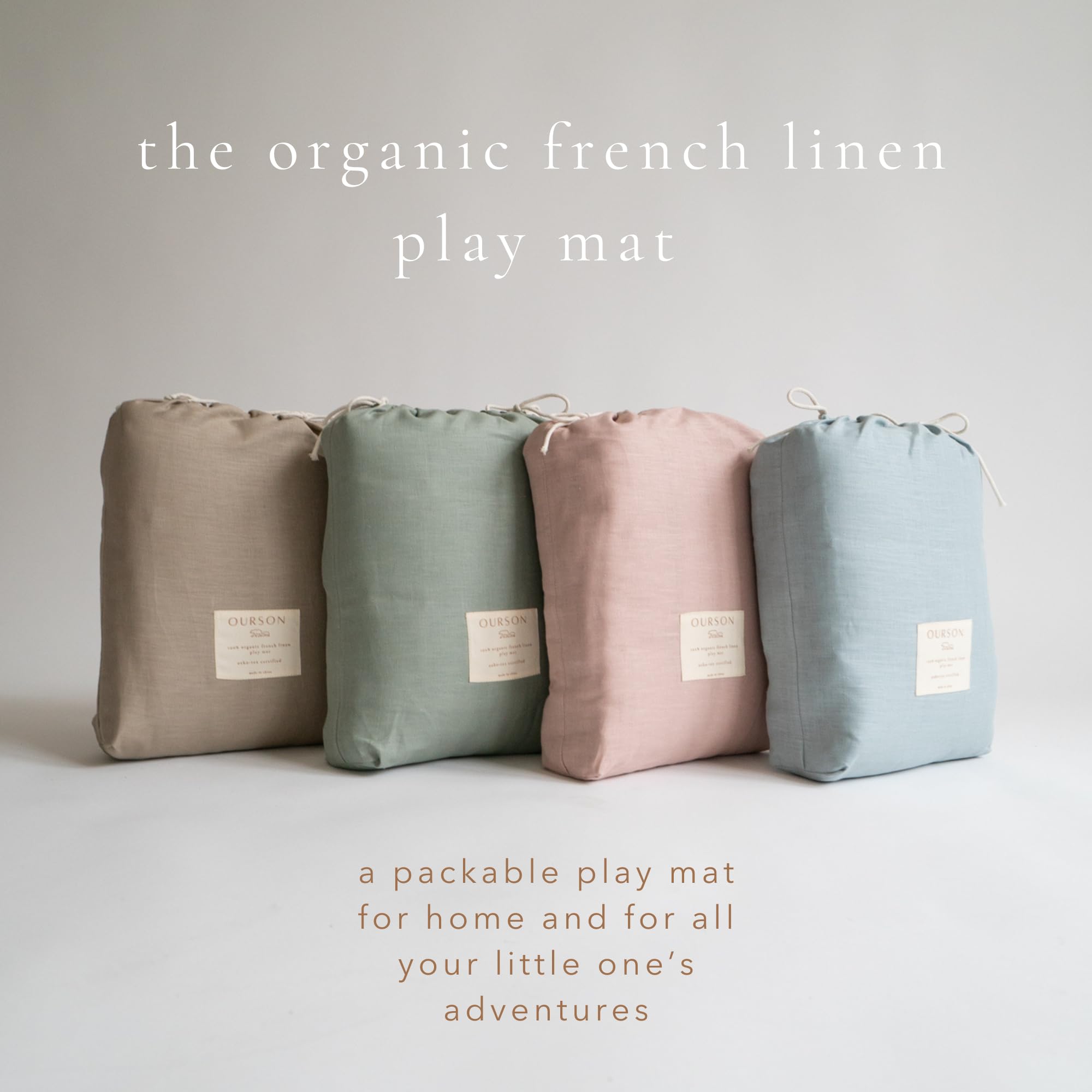 Organic French Linen Playmat - 100% Natural Quilted Neutral Baby Play Mat (Sage Green) | Eco-Friendly Nursery Floor Mat for Infants & Toddlers | Perfect for Playtime, Tummy Time & Sensory Development