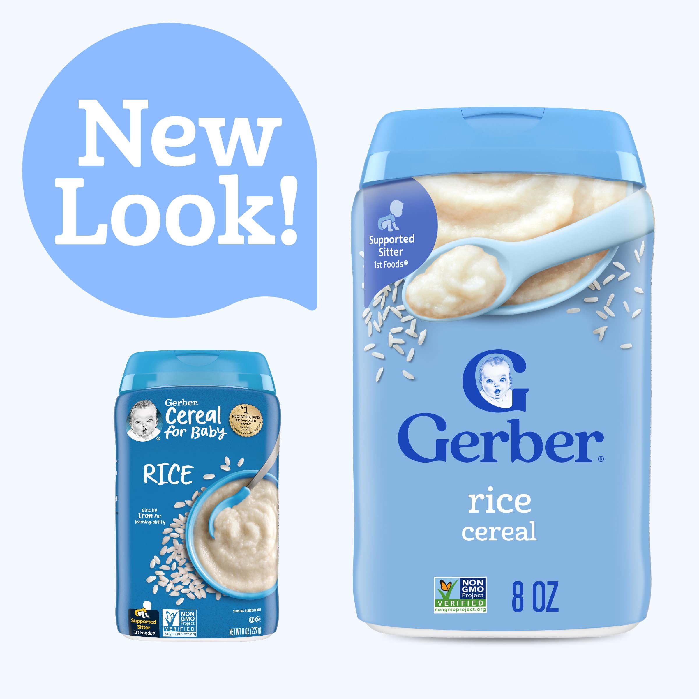 Gerber Baby Cereal 1st Foods Rice Cereal for Infants - 8 Ounce Pack of 6 | Organic Baby Food for 4+ Months | Perfect for First Solid Foods & Weaning | Easy to Digest Infant Cereal for Breakfast or Snack Time