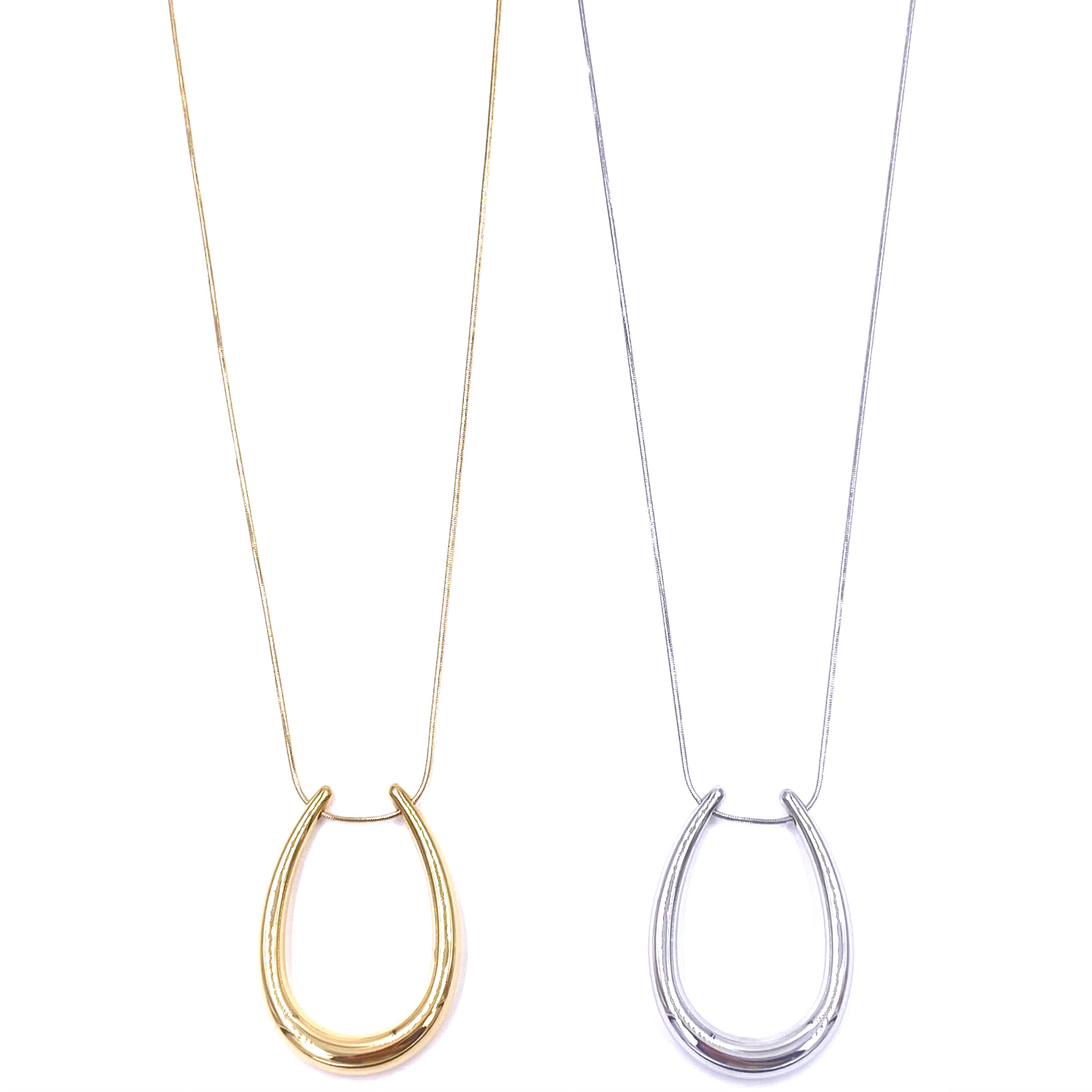 Ashley Gold Stainless Steel U-Shaped Pendant Necklace for Women - Elegant Jewelry Gift for Valentine's Day, Anniversary & Special Occasions