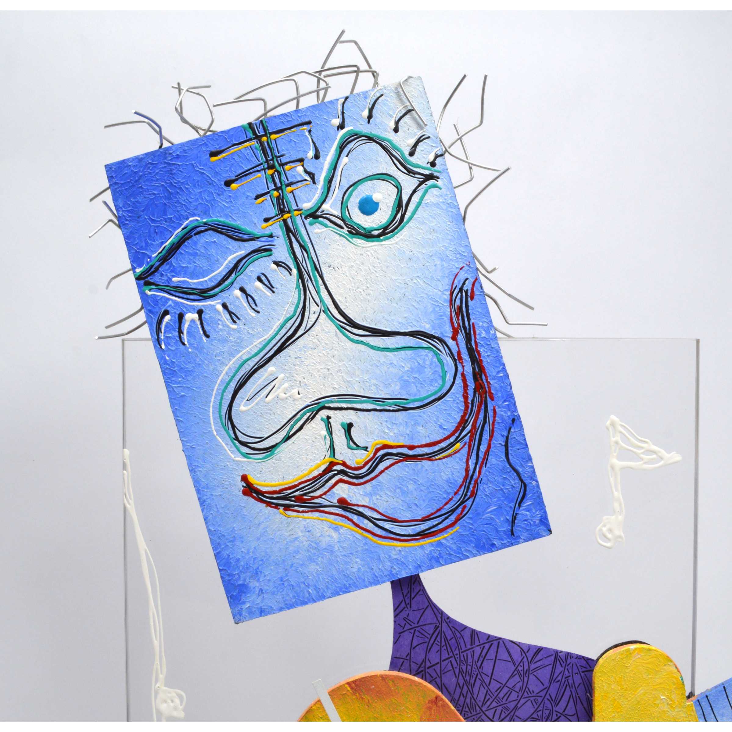 Original 3D Mixed Media 'Guitar Clock Dude' Wall Art - Hand Painted & Sculpted Musical Decor for Living Room, Bedroom or Music Studio - Unique Gift for Musicians & Art Lovers