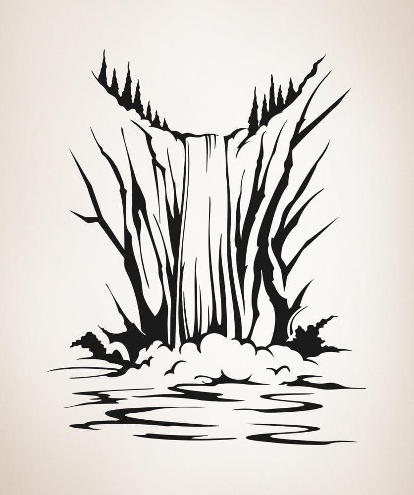 Vinyl Wall Decal Sticker - Forest Waterfall Nature Scene - Removable Home Decor for Living Room, Bedroom, Nursery - #OS_AA1542