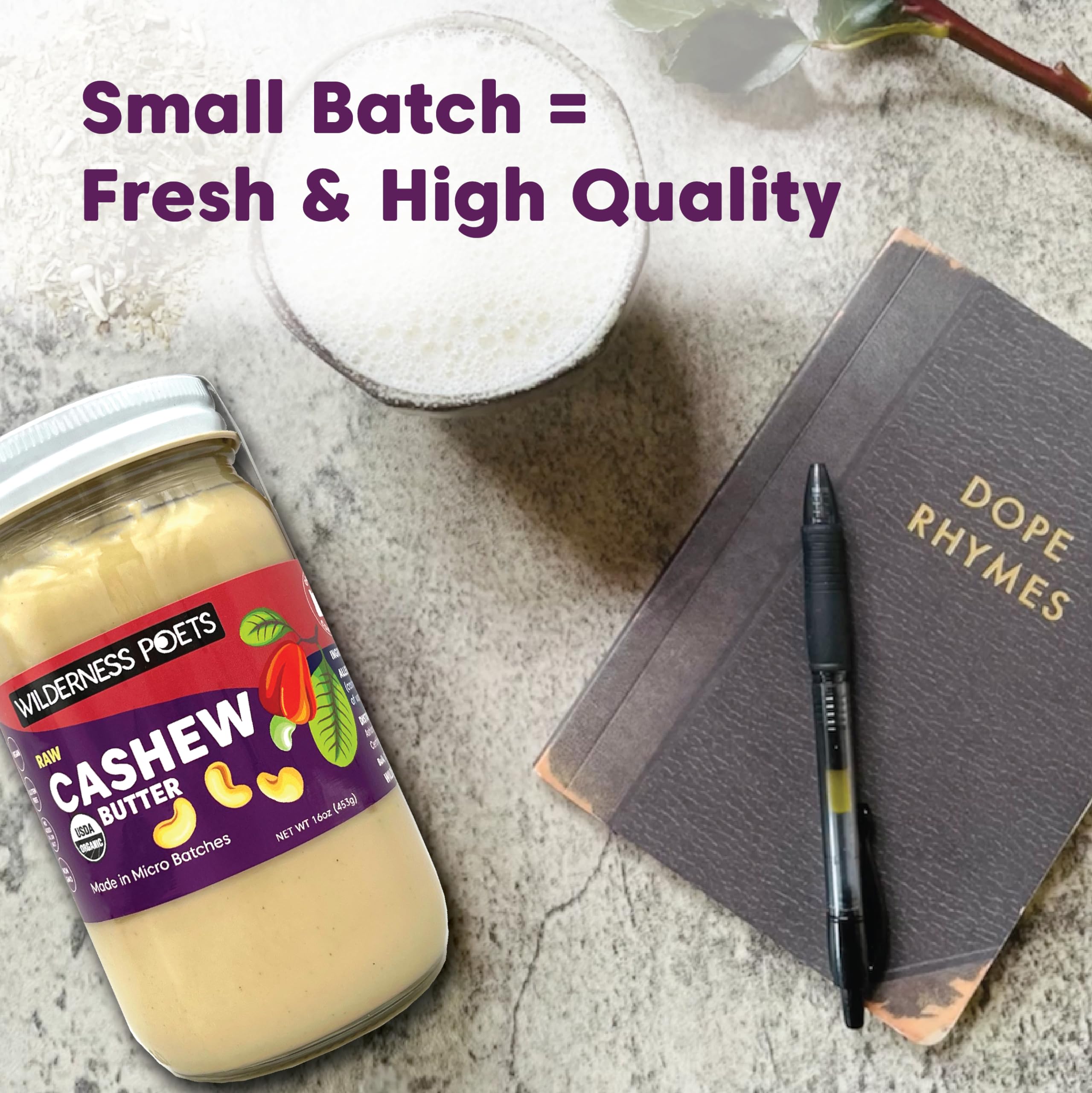 Organic Raw Cashew Butter by Wilderness Poets - 5 Gallon (40 lb, 640 oz) | Vegan, Gluten-Free Nut Butter for Smoothies, Baking & Healthy Snacks