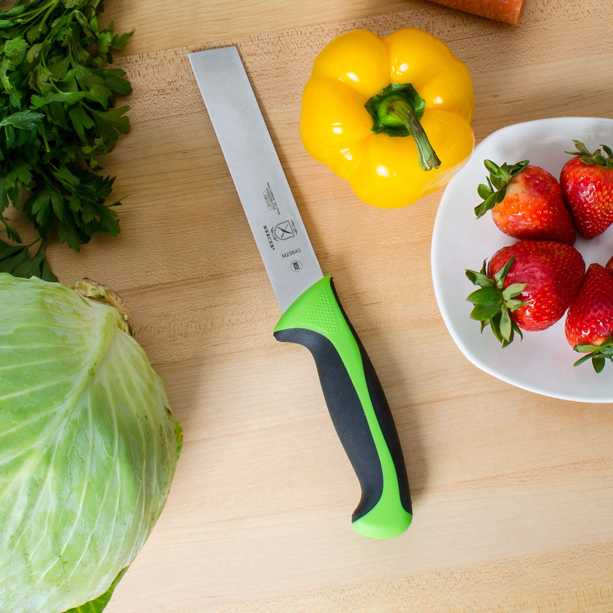 Mercer Culinary Millennia 6-Inch Green Utility Knife - Professional Chef Knife for Fruits Vegetables & Food Prep - Perfect for Home Kitchen, Restaurant & Camping Use
