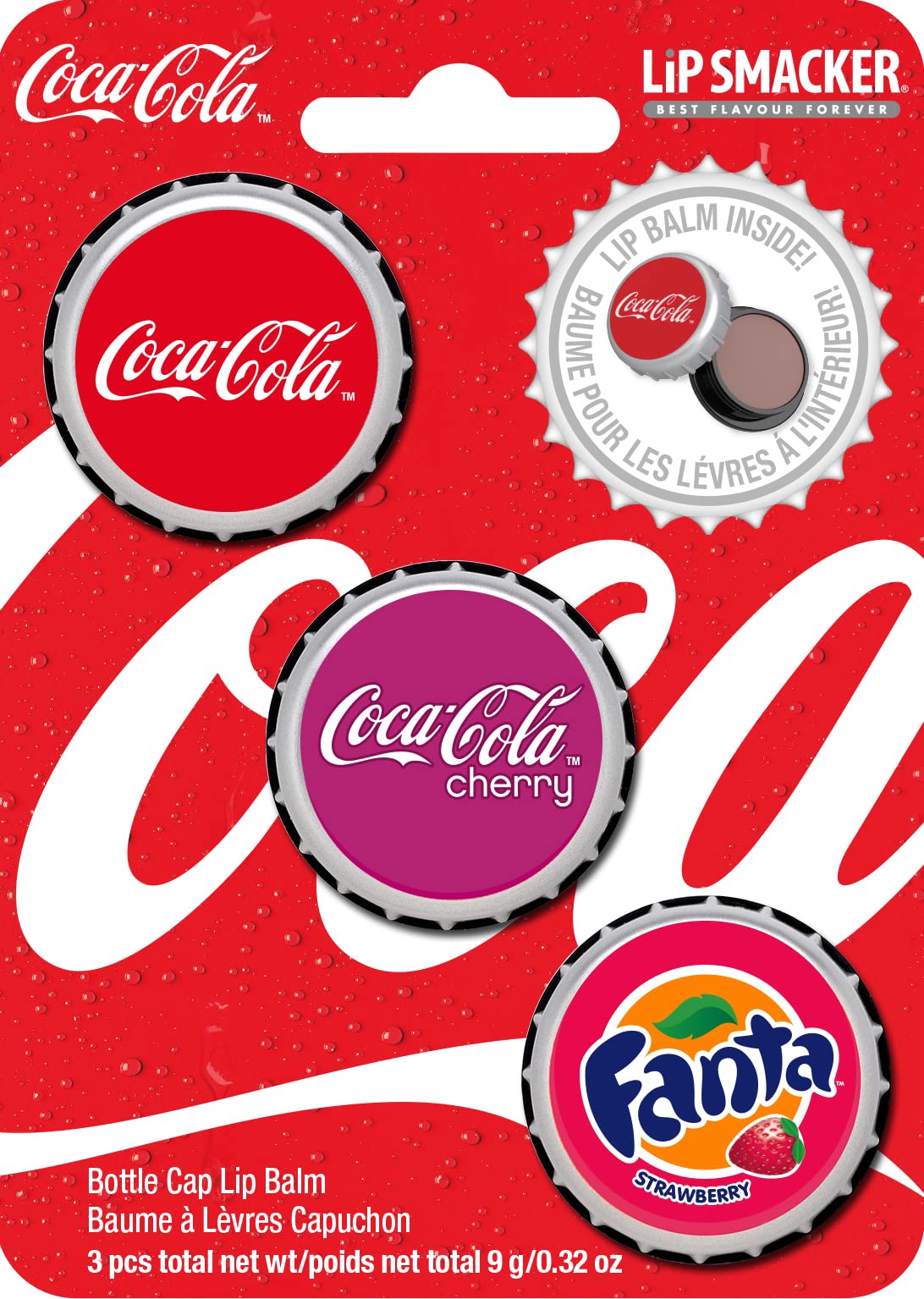 Lip Smacker Coca-Cola Lip Balm Set - 3 Pack (Classic Coke, Cherry Coke, Fanta Strawberry) | Moisturizing, Refreshing Flavored Lip Care | Perfect for School, Travel & Everyday Hydration