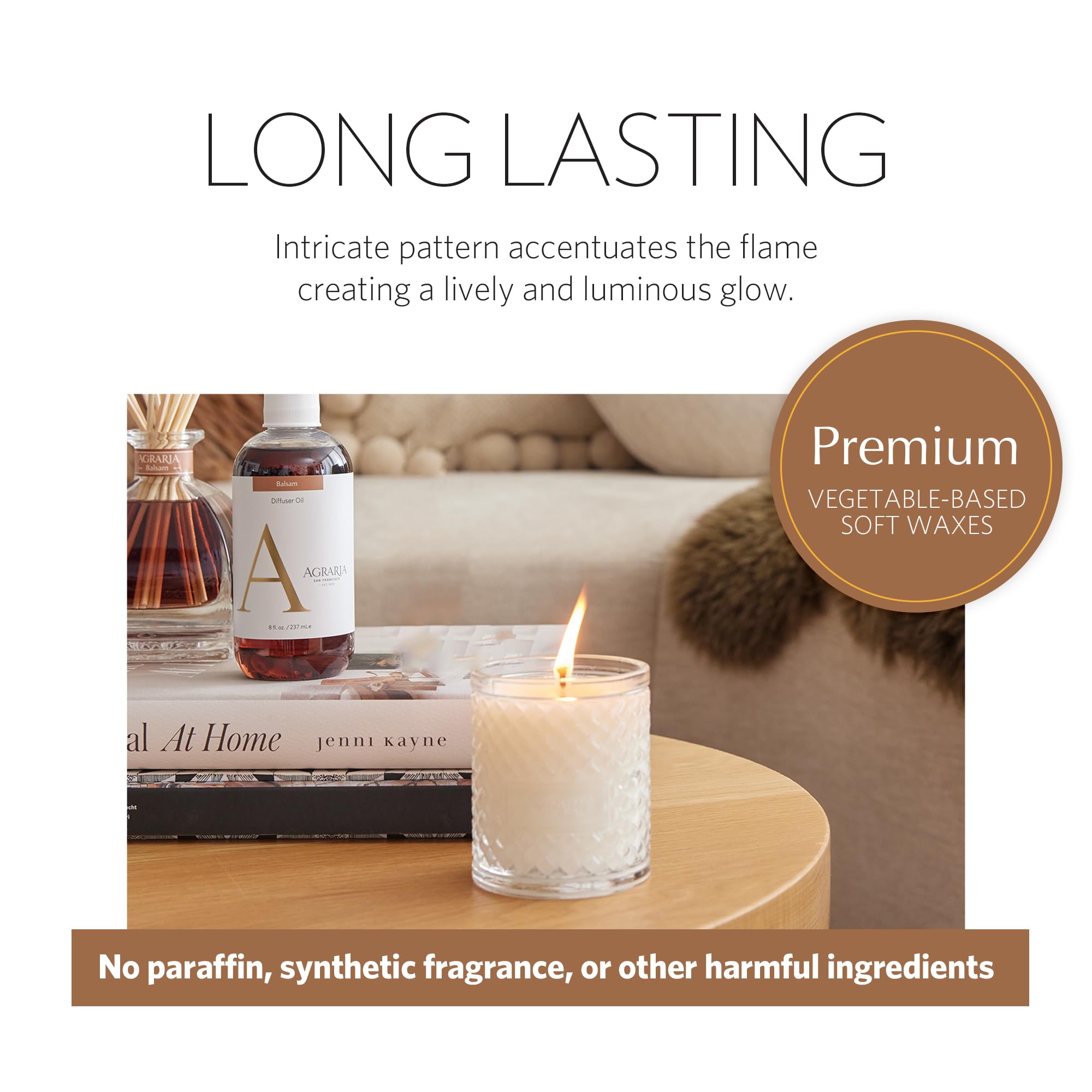 AGRARIA Premium Scented Soy Wax Candles - Vegan, Long-Lasting Home Fragrance (7oz) | Perfect for Relaxation, Romantic Dinners & Spa-Like Atmosphere