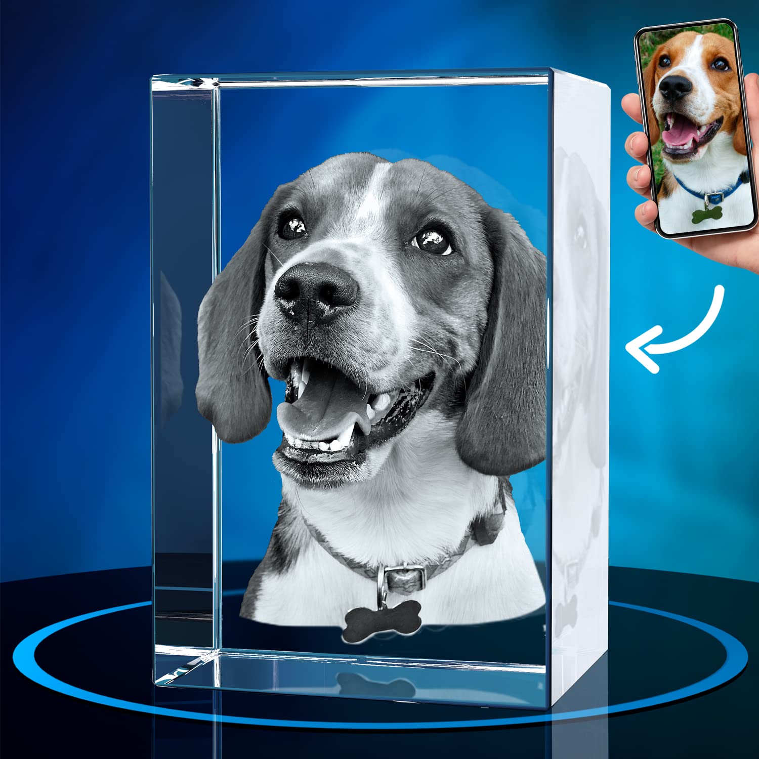 **ArtPix 3D Crystal Photo - Personalized Dog Memorial Gift with Custom Photo - 3D Laser Engraved Crystal Keepsake for Pet Lovers & Owners - Unique Memorial Gift for Dogs - Perfect for Pet Loss Sympathy, Home Decor & Remembrance**
