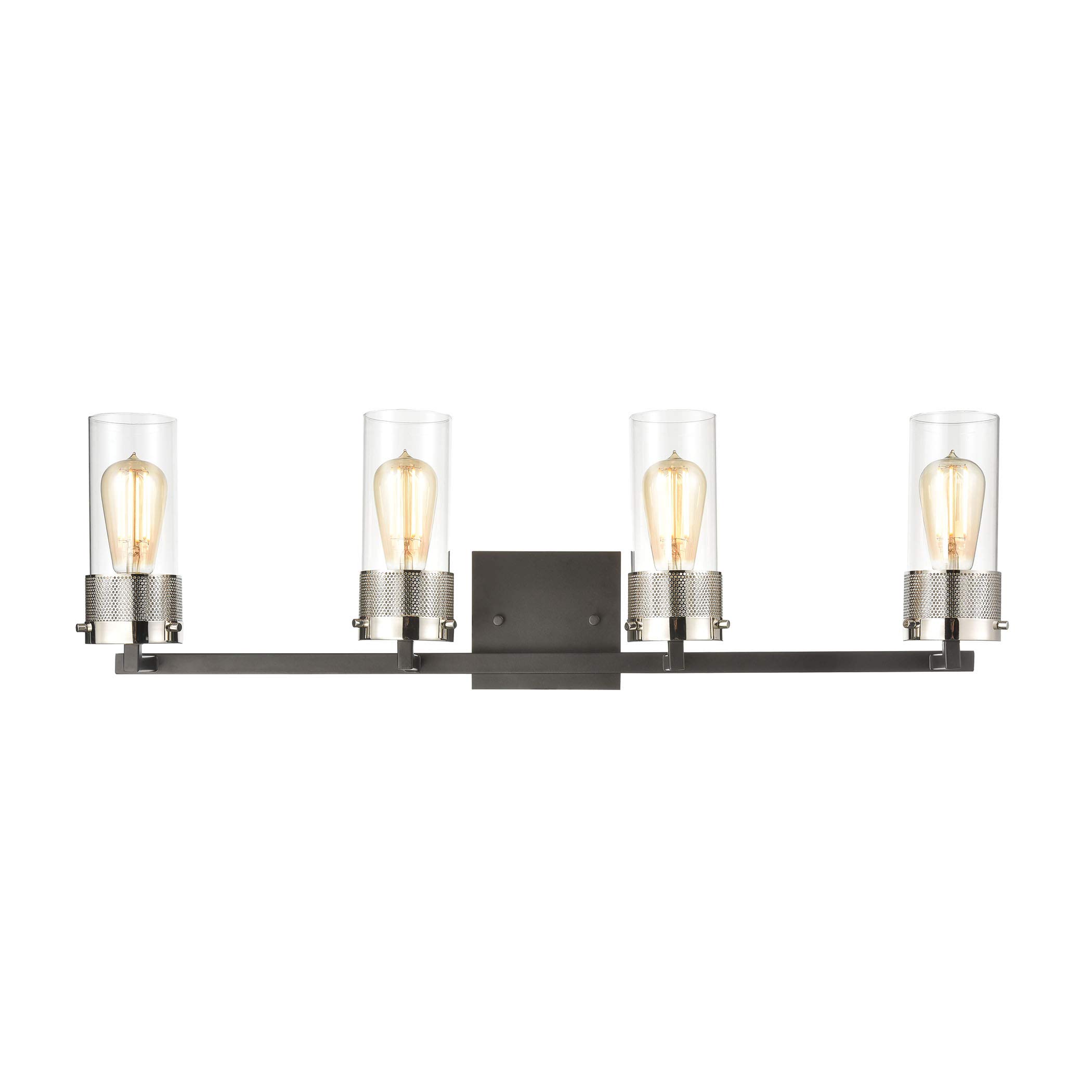 Bergenline 4-Light Bathroom Vanity Light Fixture - Matte Black Finish with Clear Glass Shades - Perfect for Bathroom, Powder Room & Dressing Area Lighting