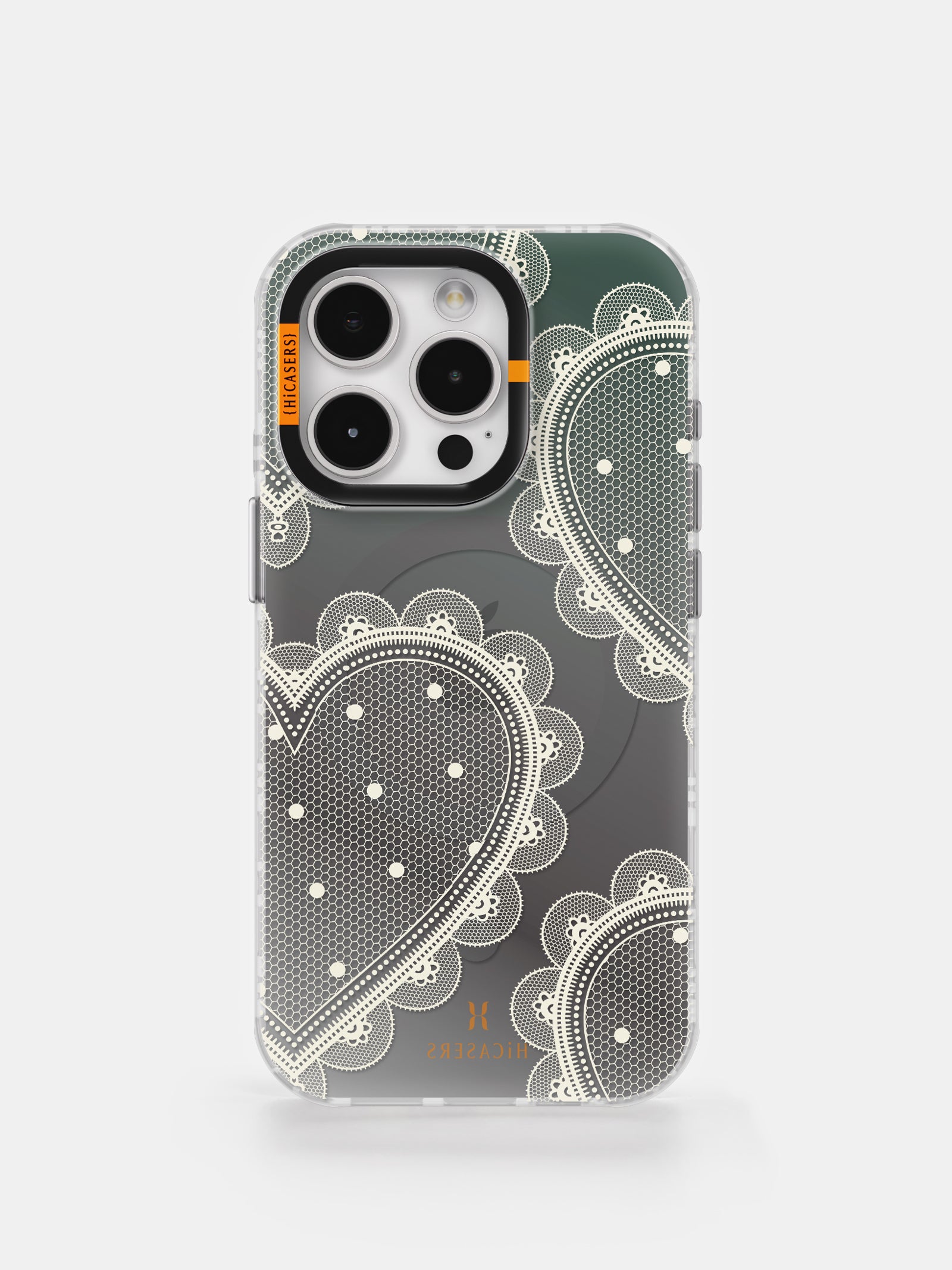 Iridescent Black Lace Heart Phone Case - Elegant & Durable Cover for iPhone & Samsung, Perfect for Valentine's Day Gifts & Romantic Occasions