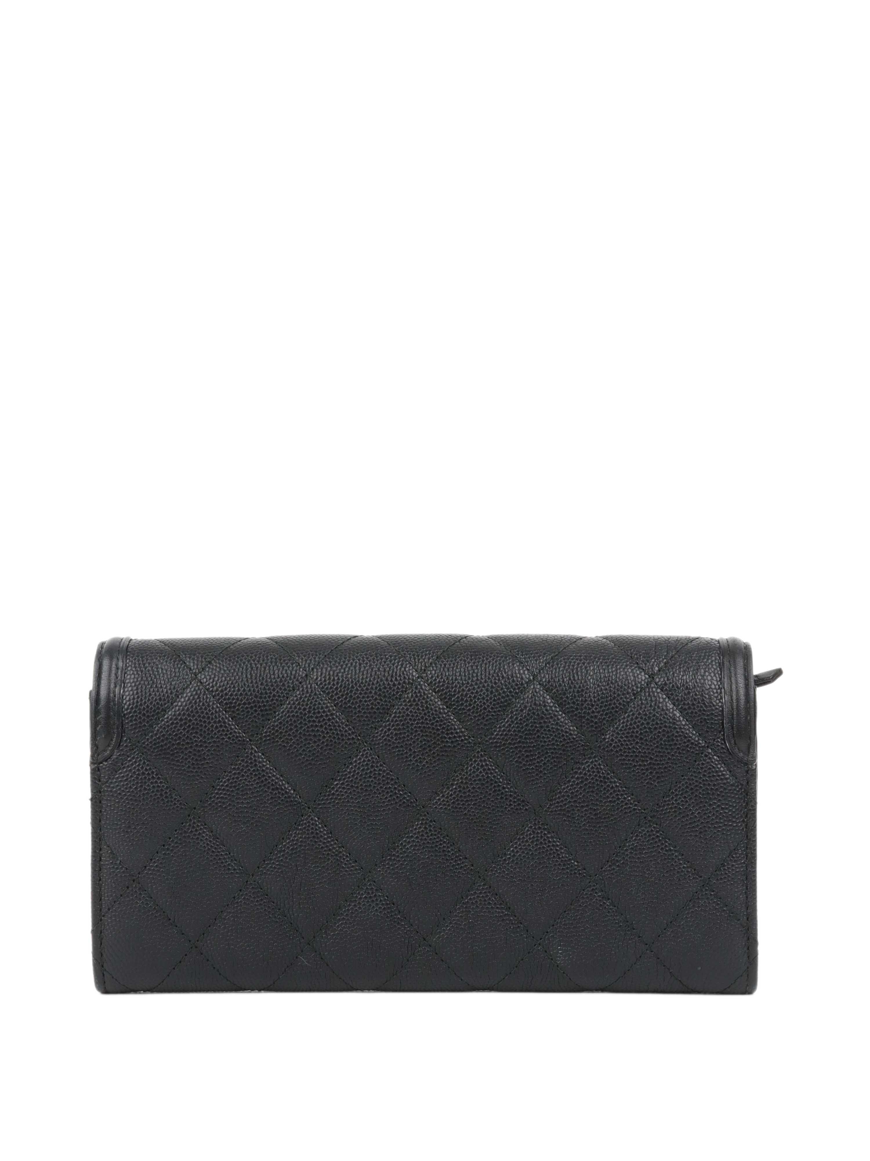 Chanel Black Caviar Leather Long Wallet for Women | Luxury Designer Clutch with Card Slots | Perfect for Everyday Use, Travel & Special Occasions