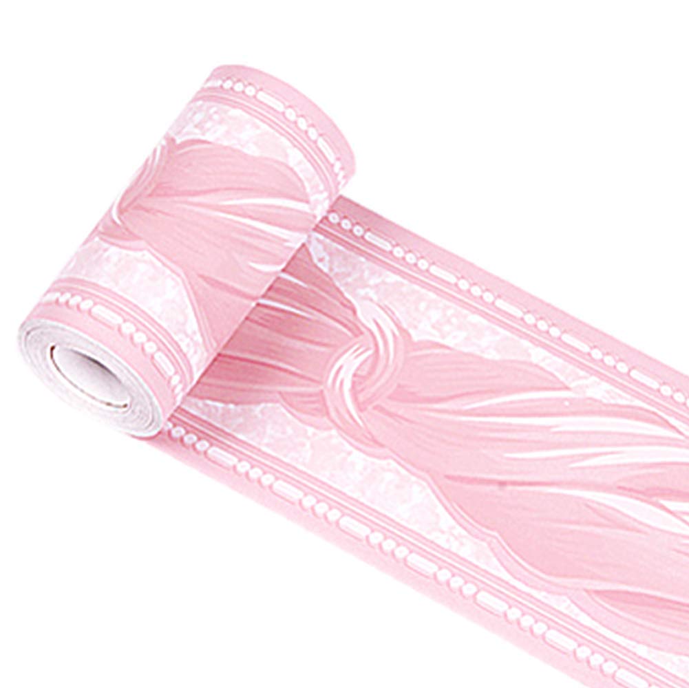 Self-Adhesive Pink Bowknot PVC Border - Peel and Stick Wall Decals for Kitchen, Bedroom & Living Room - 3.94