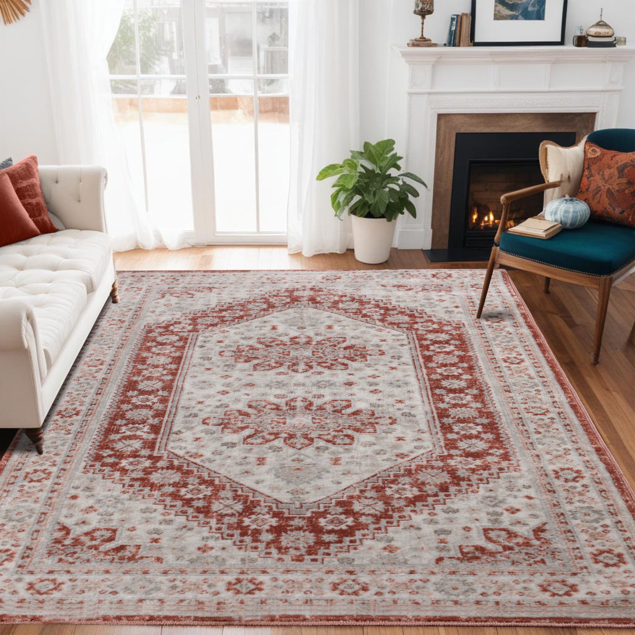 Layland Classic Medallion Traditional Indoor Area Rug or Runner - Non-Slip Living Room Carpet for Bedroom, Dining Room & Hallway Decor