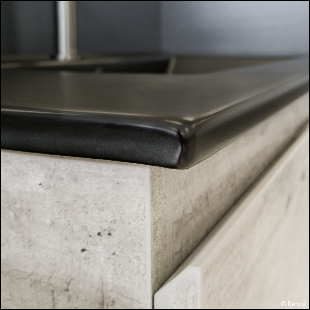 Fienza TCLB90XL 900mm Dolce Matte Black Wall Mounted Bathroom Vanity with Left Drawers - Modern Industrial Style for Small Space Bathroom Remodel