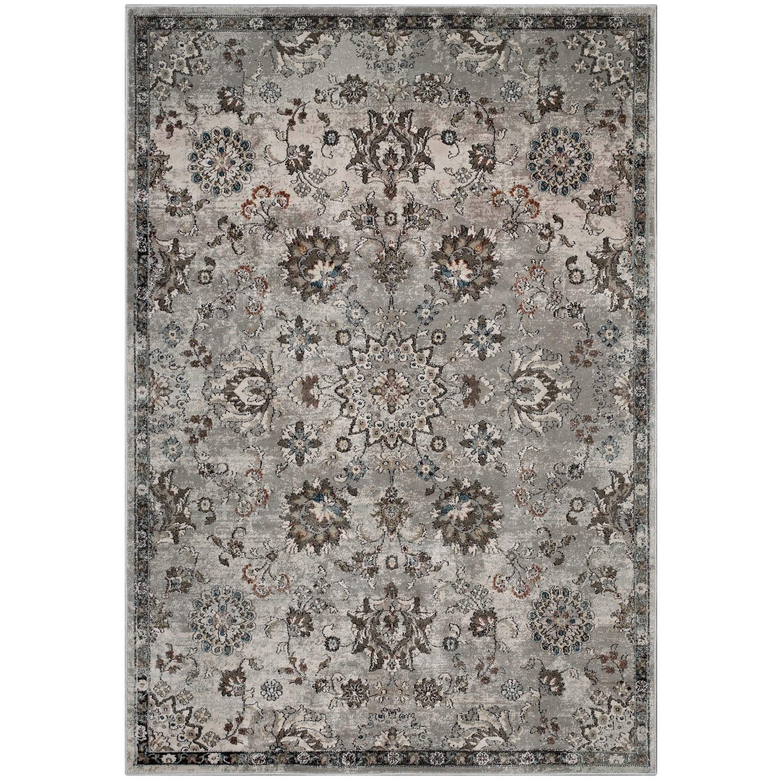 Vintage Distressed Industrial Farmhouse Area Rug - Multi Brown Fabric Floor Mat for Country, Beach & Living Room Decor - Perfect for Farmhouse, Coastal & Boho Home Styles