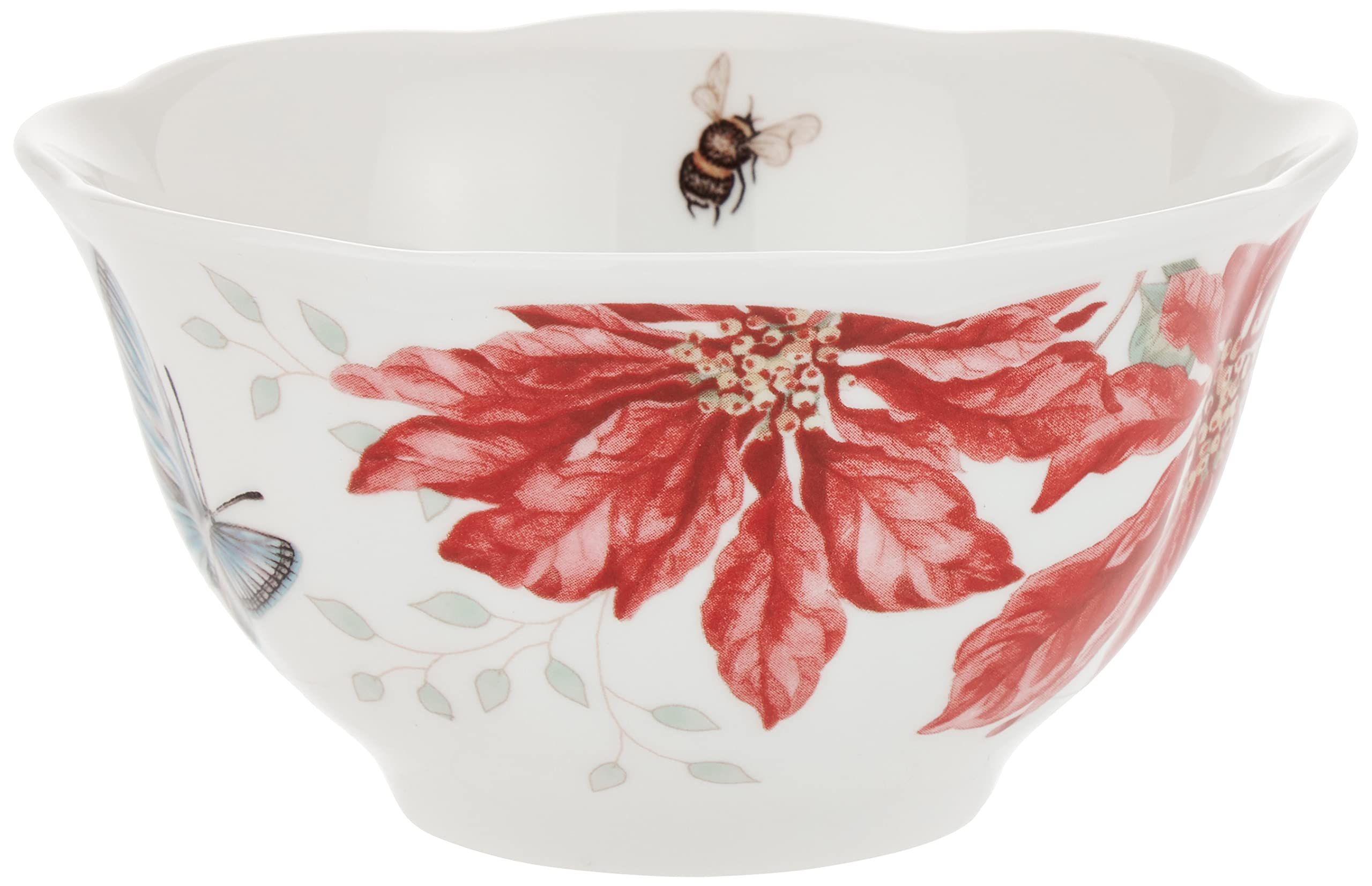 Lenox Butterfly Meadow Holiday 12-Piece Dinnerware Set - 16.6 lbs Red & Green Christmas Plates & Bowls - Elegant Table Setting for Holiday Parties & Family Dinners