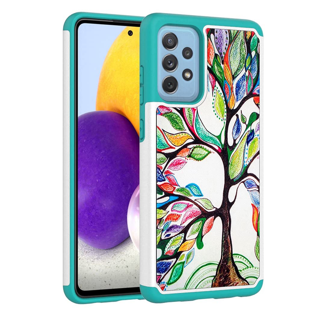 Shockproof Heavy Duty Samsung Galaxy A72 5G Phone Case - Cute Tree Design Protective Cover for Everyday Use, Travel & Outdoor Activities