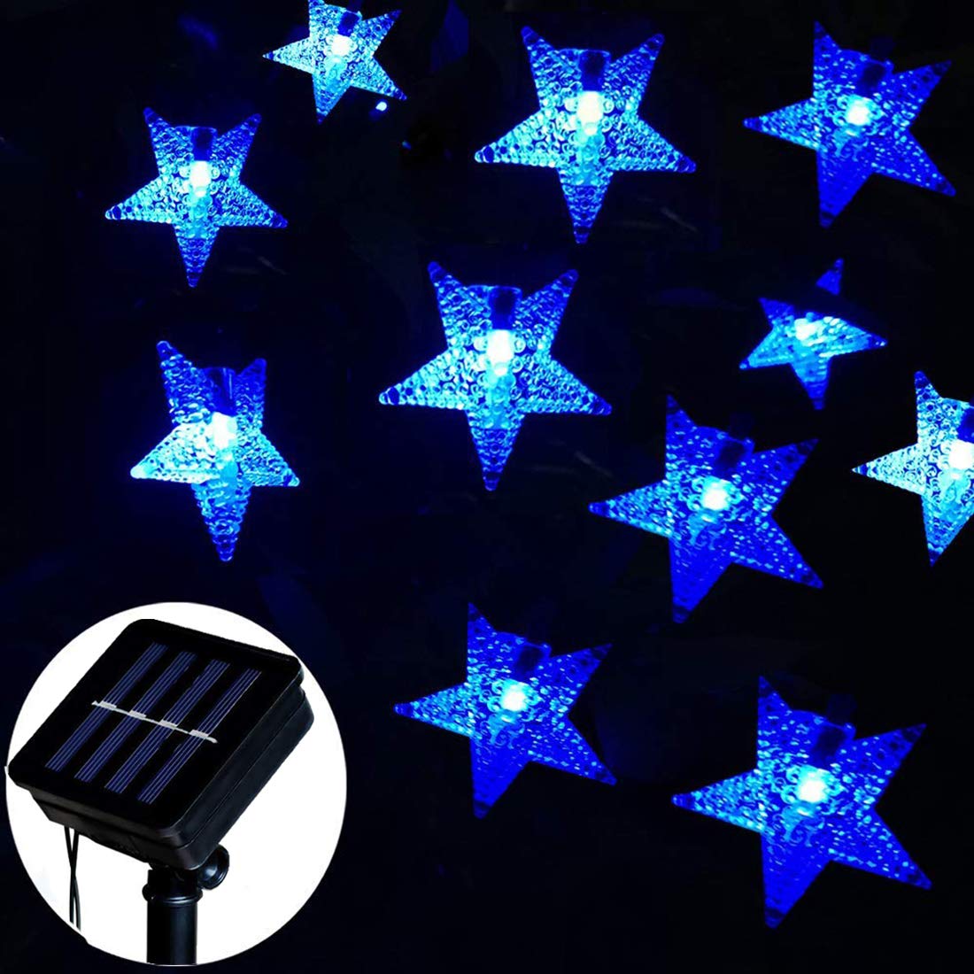 WONFAST 100LED Solar Star Lights Outdoor - 39FT Waterproof Fairy String Lights with 8 Modes for Garden, Patio, Backyard, Wedding & Christmas Decorations | Blue Twinkle Starry Lights for Romantic Ambiance & Party Decor