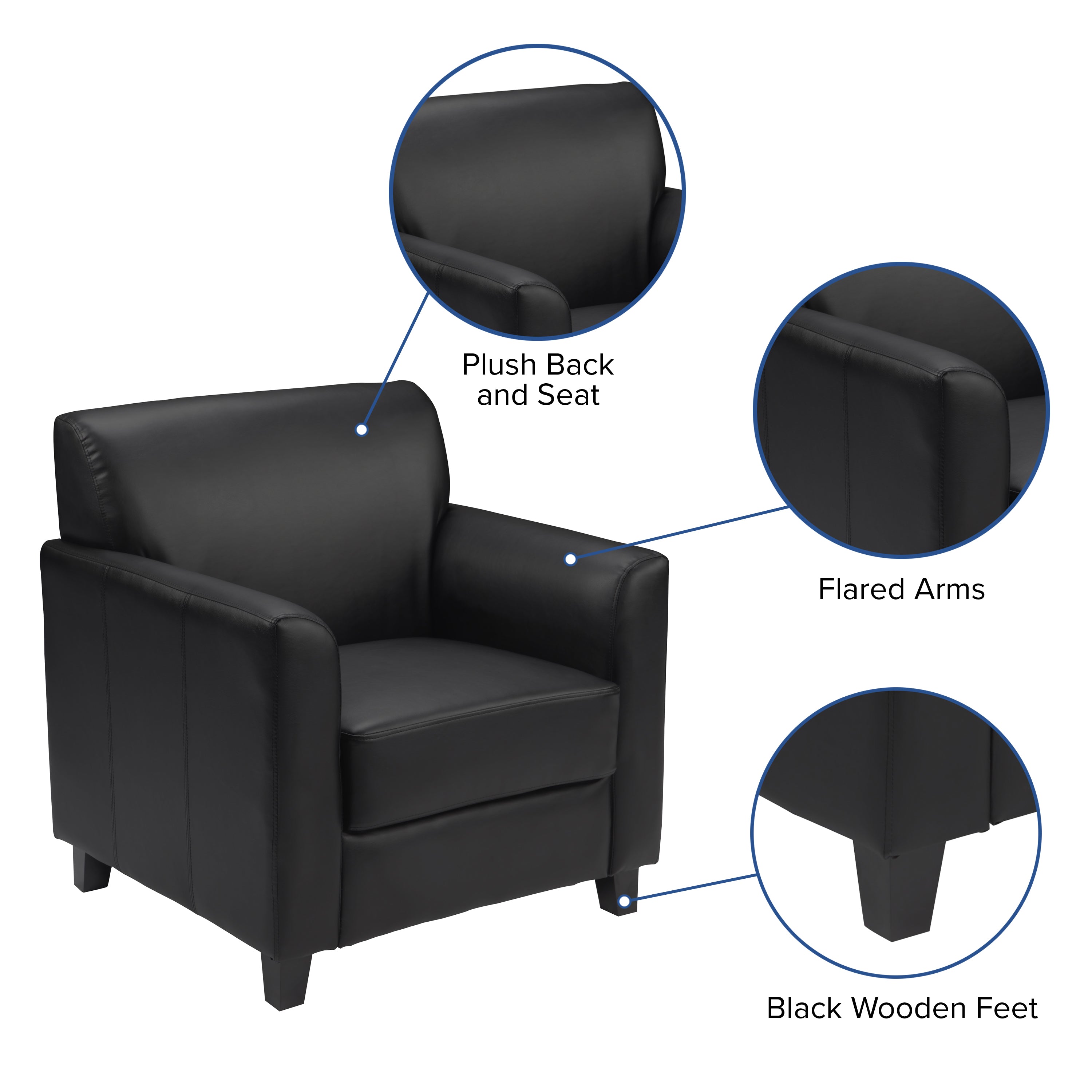 FLASH HERCULES Diplomat Series Black LeatherSoft Office Chair - Ergonomic Executive Desk Chair for Home & Business Use