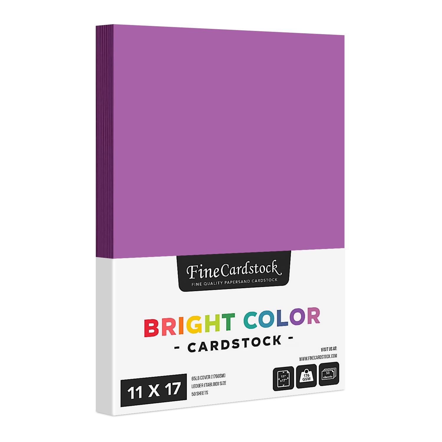 Premium Violet Colored Card Stock Paper - 50 Sheets, 65-lb Thick Cardstock for School, Arts & Crafts | Acid-Free, Lignin-Free 11