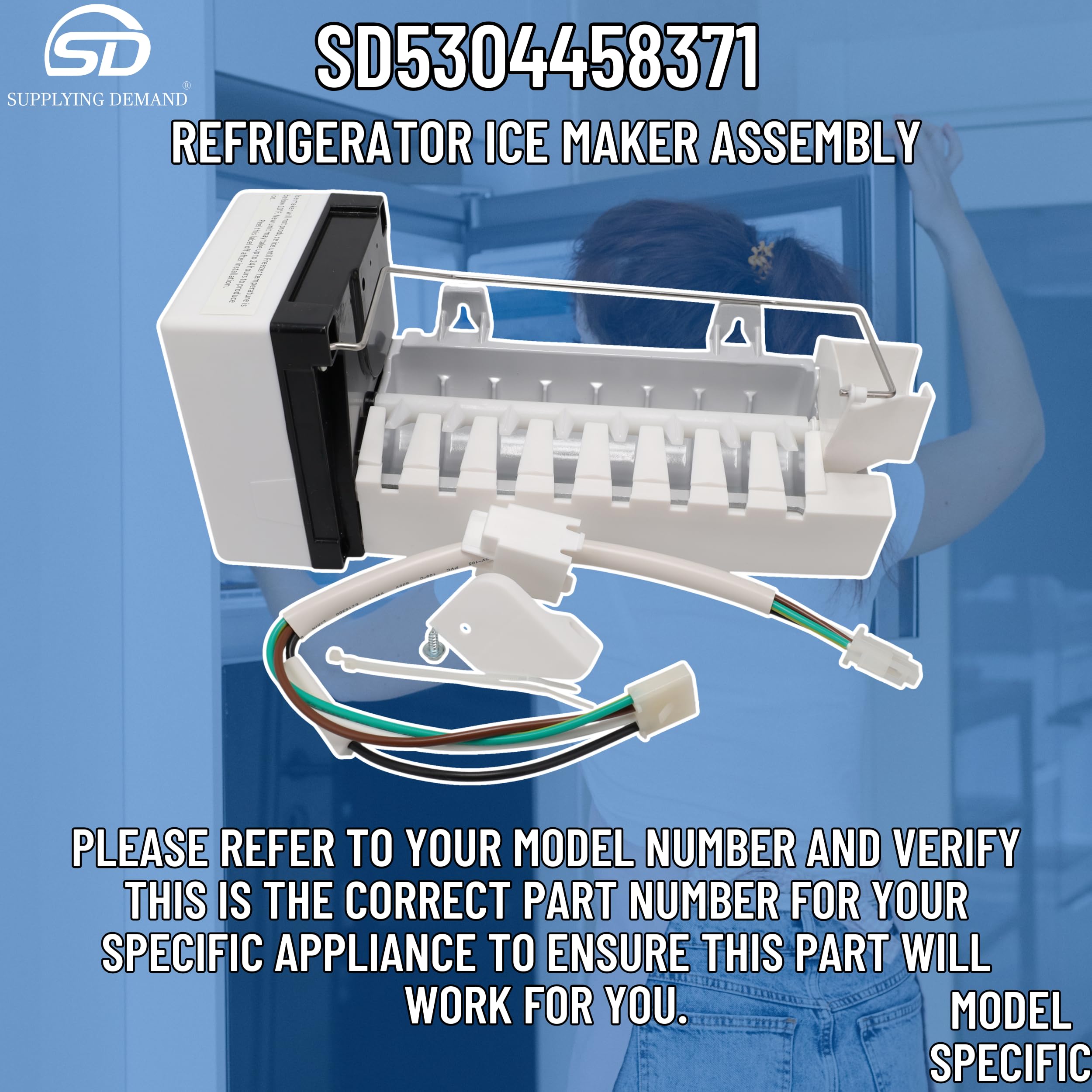 Replacement Refrigerator Ice Maker Assembly - Compatible with 1198681 & 240352407 - Perfect for Kitchen Appliance Repair & Home Maintenance