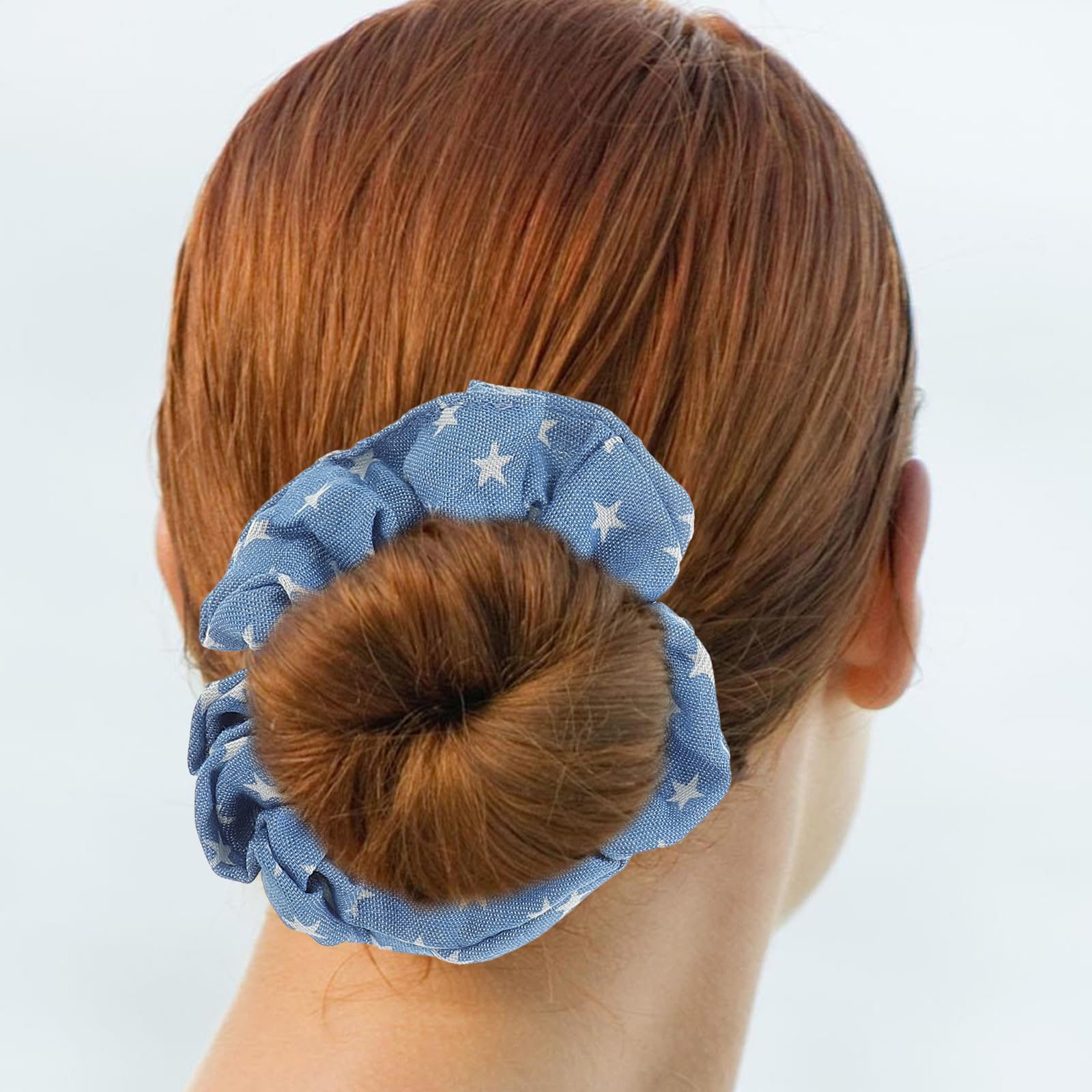 Lurrose 4-Pack Denim Hair Scrunchies - Stylish Hair Ties & Ponytail Holders for Women & Girls (Random Styles) - Perfect for School, Work, Gym & Everyday Fashion Accessories