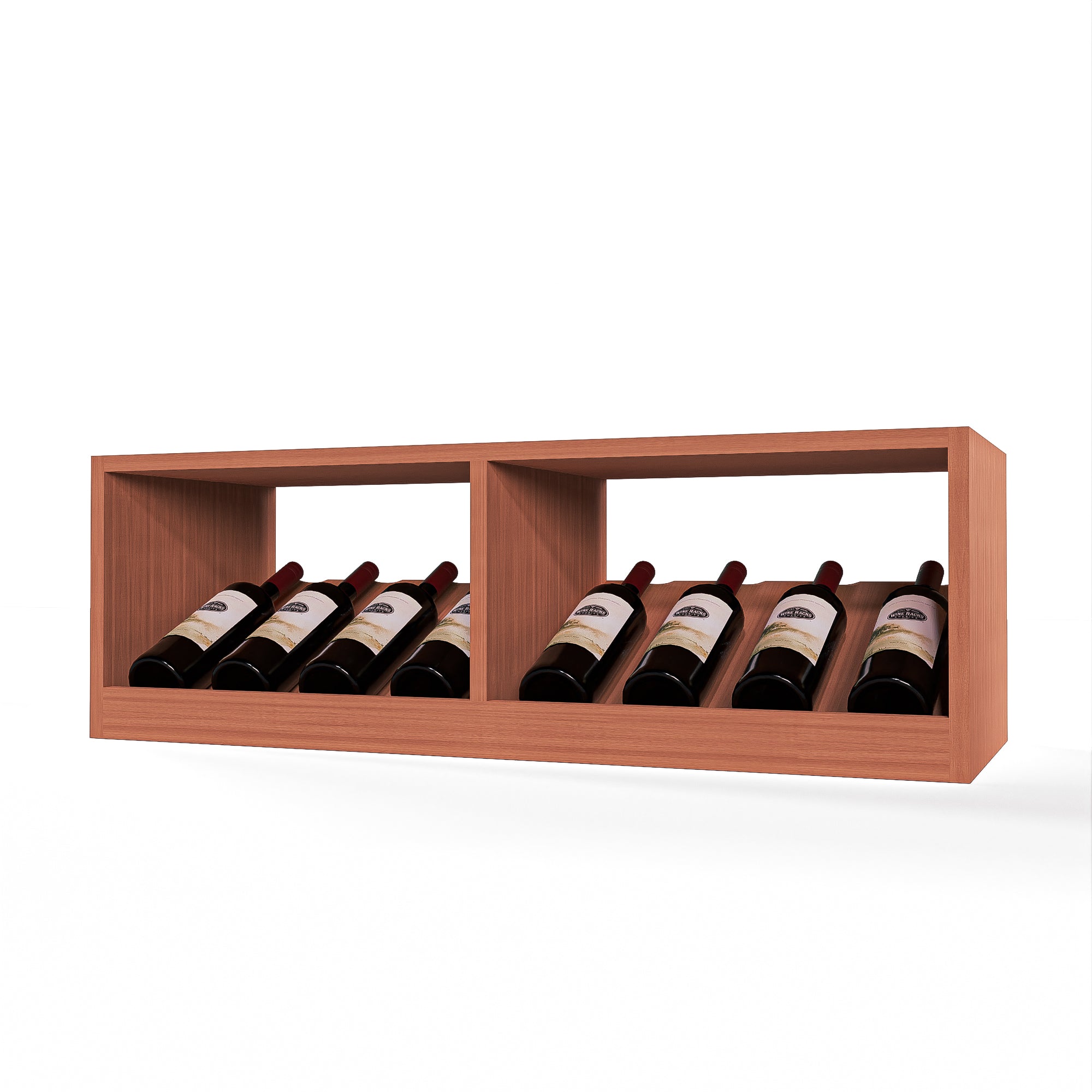 GrandCellar™ 8 Column Full Depth Elevated Cradle Display Row - Premium Wine Bottle Storage Rack for Cellar, Kitchen, or Dining Room Organization