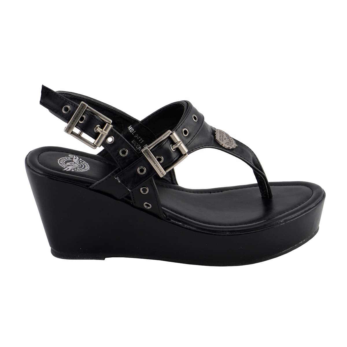 Milwaukee Leather Women's Buckle Strap Wedge Sandals - Comfortable Summer Casual Shoes for Walking, Beach & Outdoor Activities