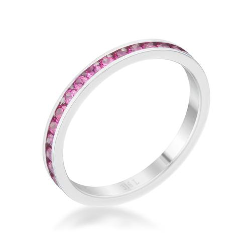 0.5ct Ruby & Cubic Zirconia Stainless Steel Eternity Band Ring for Women - Perfect for Weddings, Anniversaries & Special Occasions