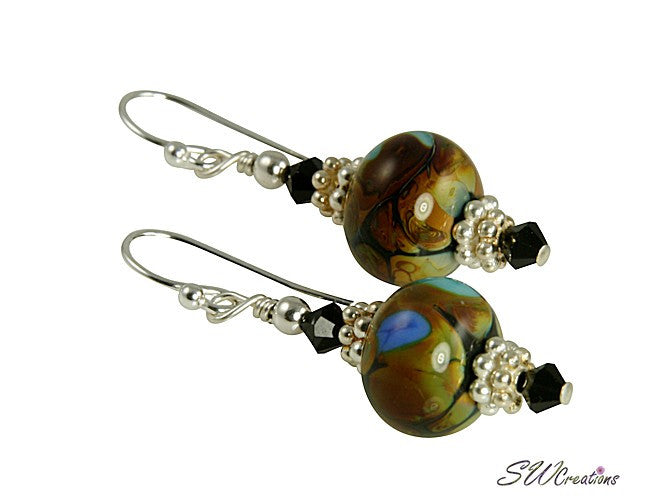 Handmade Black Artisan Swirl Earrings - Unique Boho Jewelry for Women, Perfect for Parties & Special Occasions