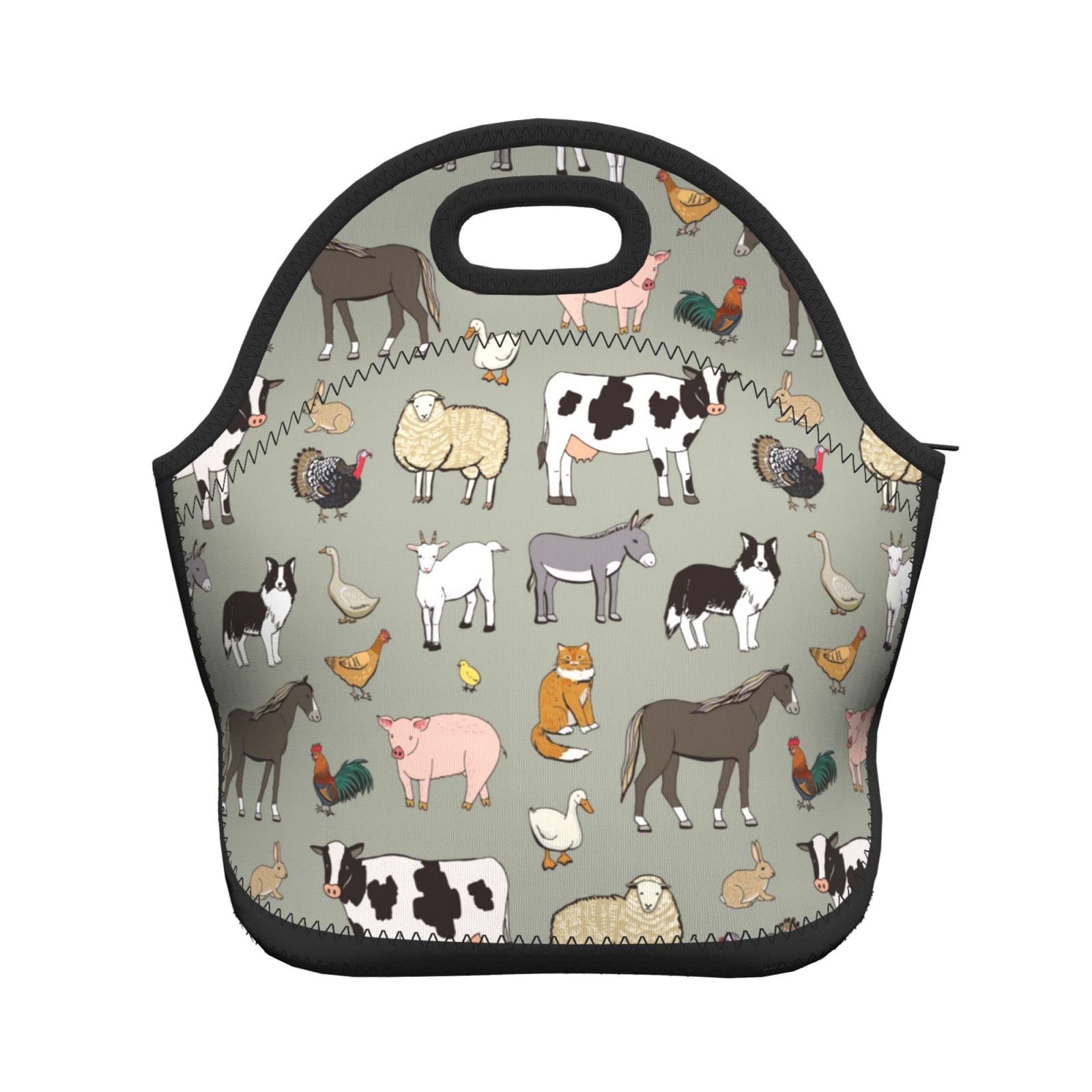 Insulated Farm Animal Lunch Bag for Women & Men - Reusable Tote Lunch Box for Work, School, Picnics & Outdoor Activities