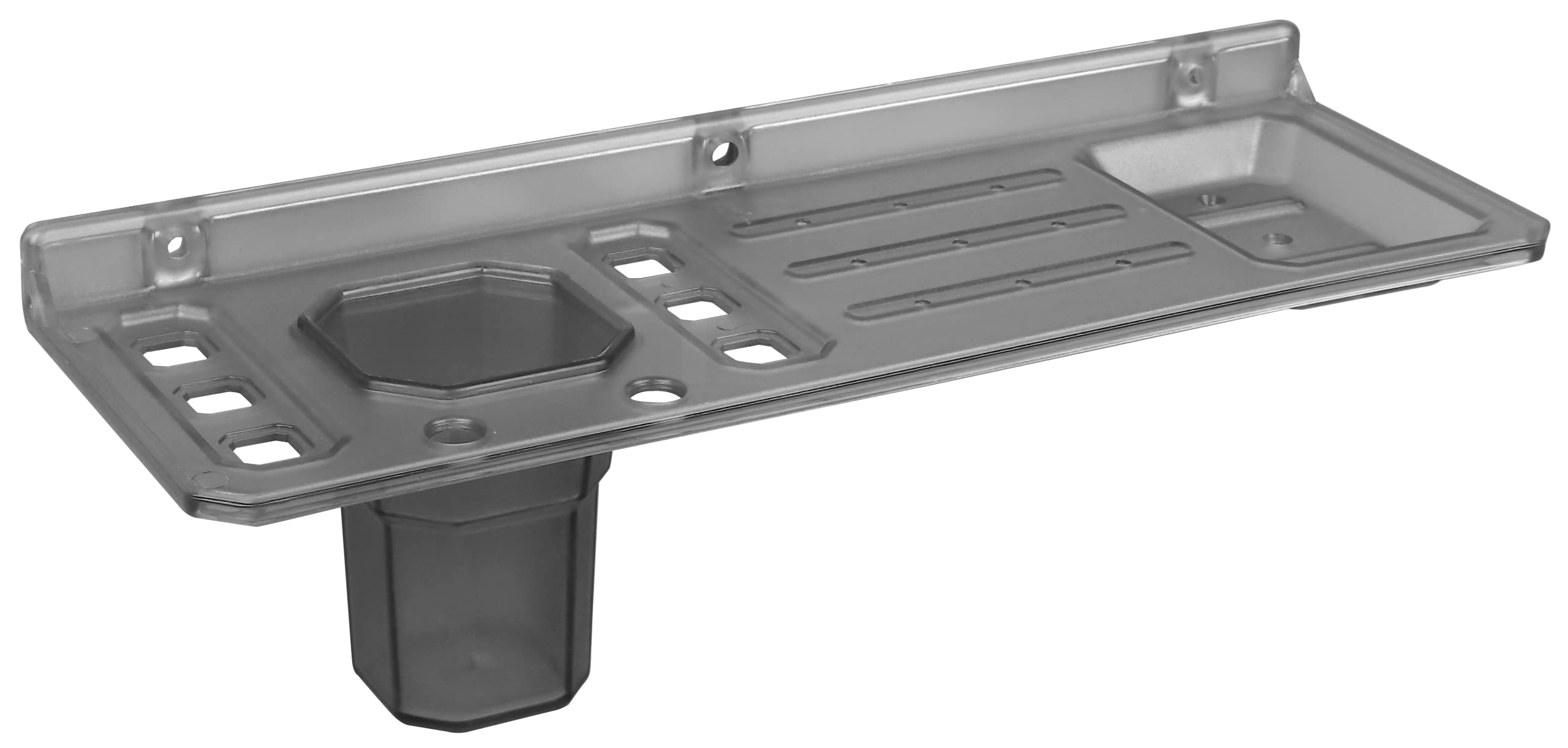 Durable ABS Plastic Soap Dish with Tumbler Holder & Brush Stand - Unbreakable Bathroom Organizer for Shower, Sink, and Countertop (Transparent)