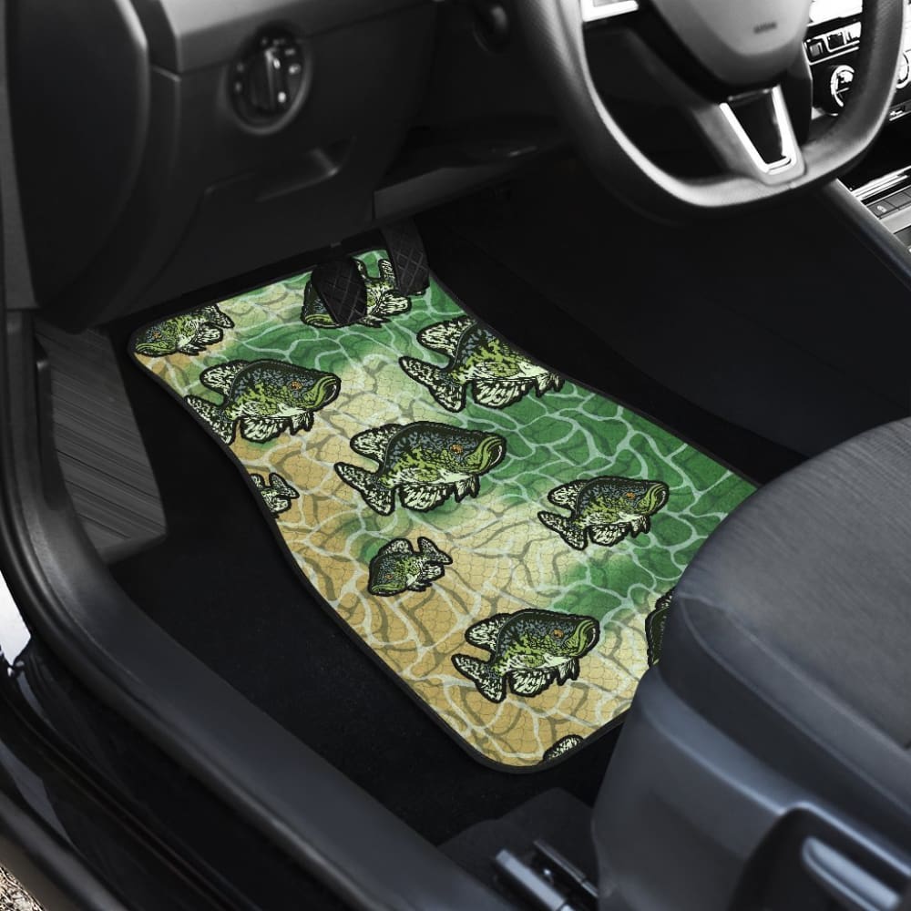 Premium Black Crappie Fish Skin Pattern Car Floor Mats - Non-Slip, Custom Fit for Trucks & SUVs - Perfect for Fishing Trips & Outdoor Adventures